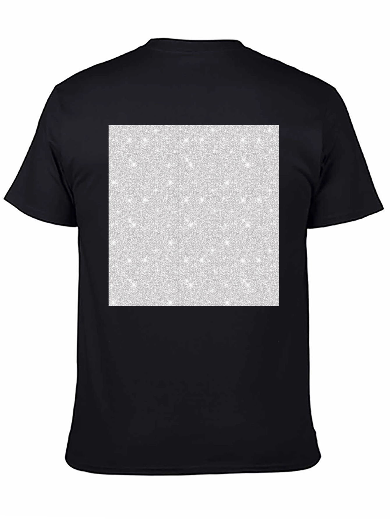 Black Men's Black T-Shirt with Abstract Glitter Square Design view 4