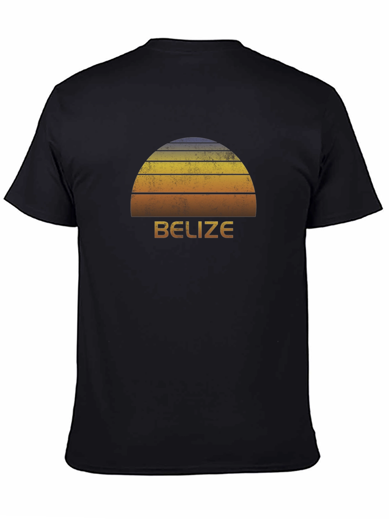 Black Belize Sunset Graphic Tee - Retro Style T-Shirt view 4