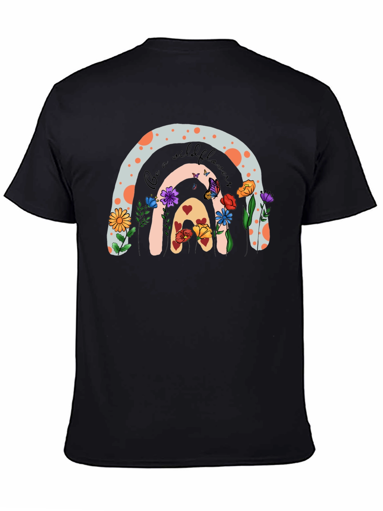 Black Wildflower Rainbow Graphic T-Shirt view 4