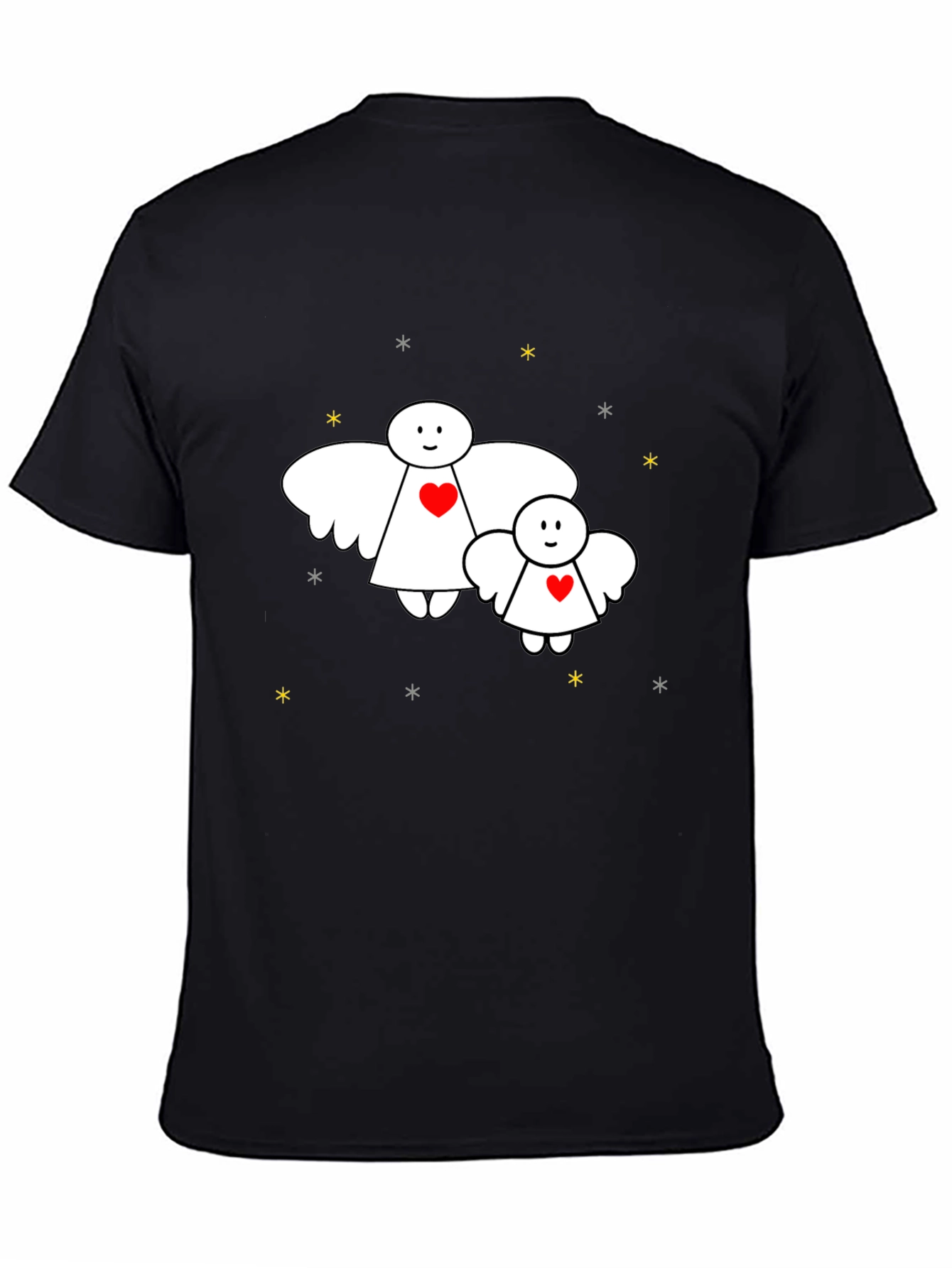 Black Cute Angel Heart Graphic Black Tee view 4