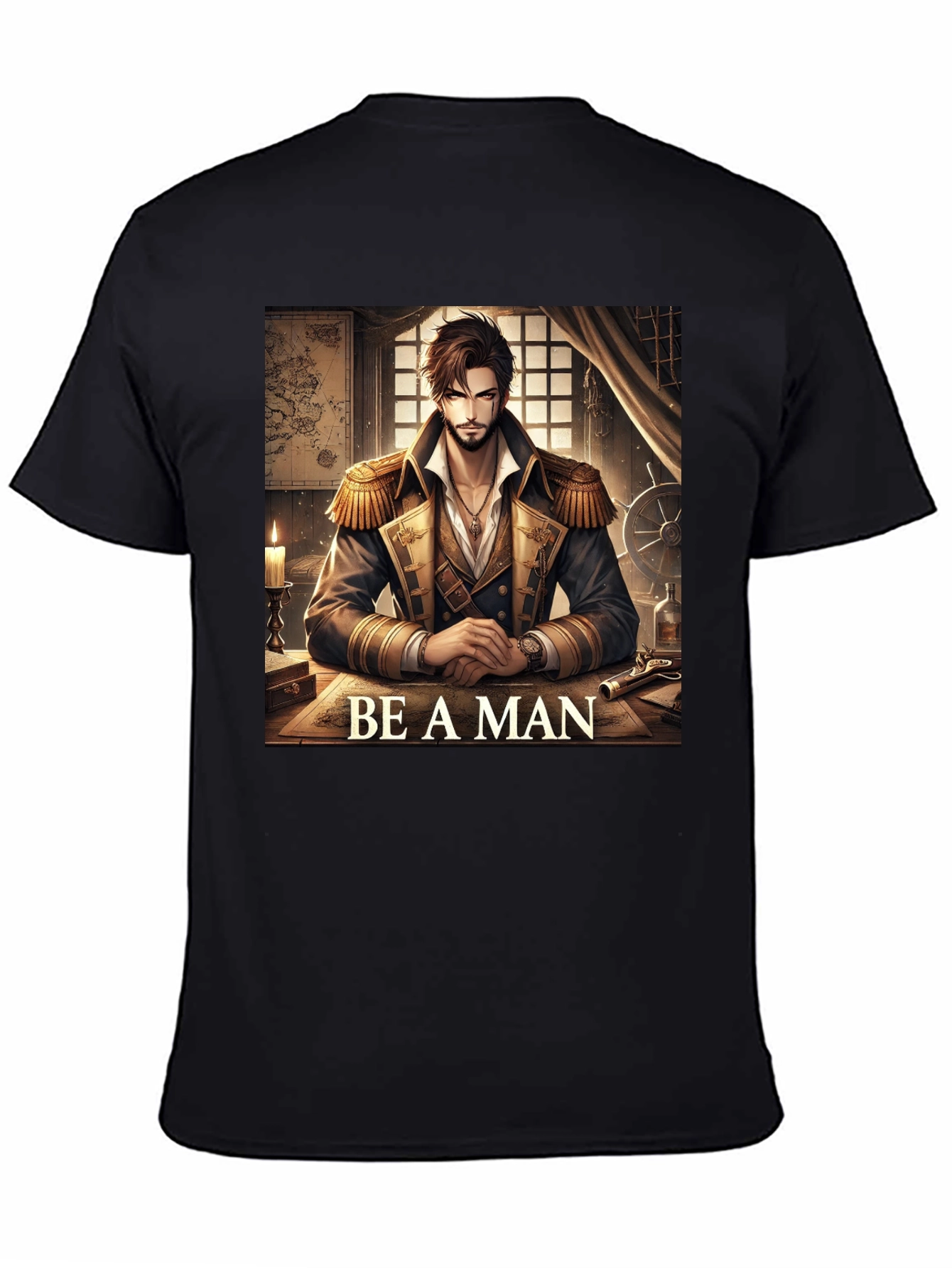 Black Be A Man Pirate Captain T-Shirt view 4