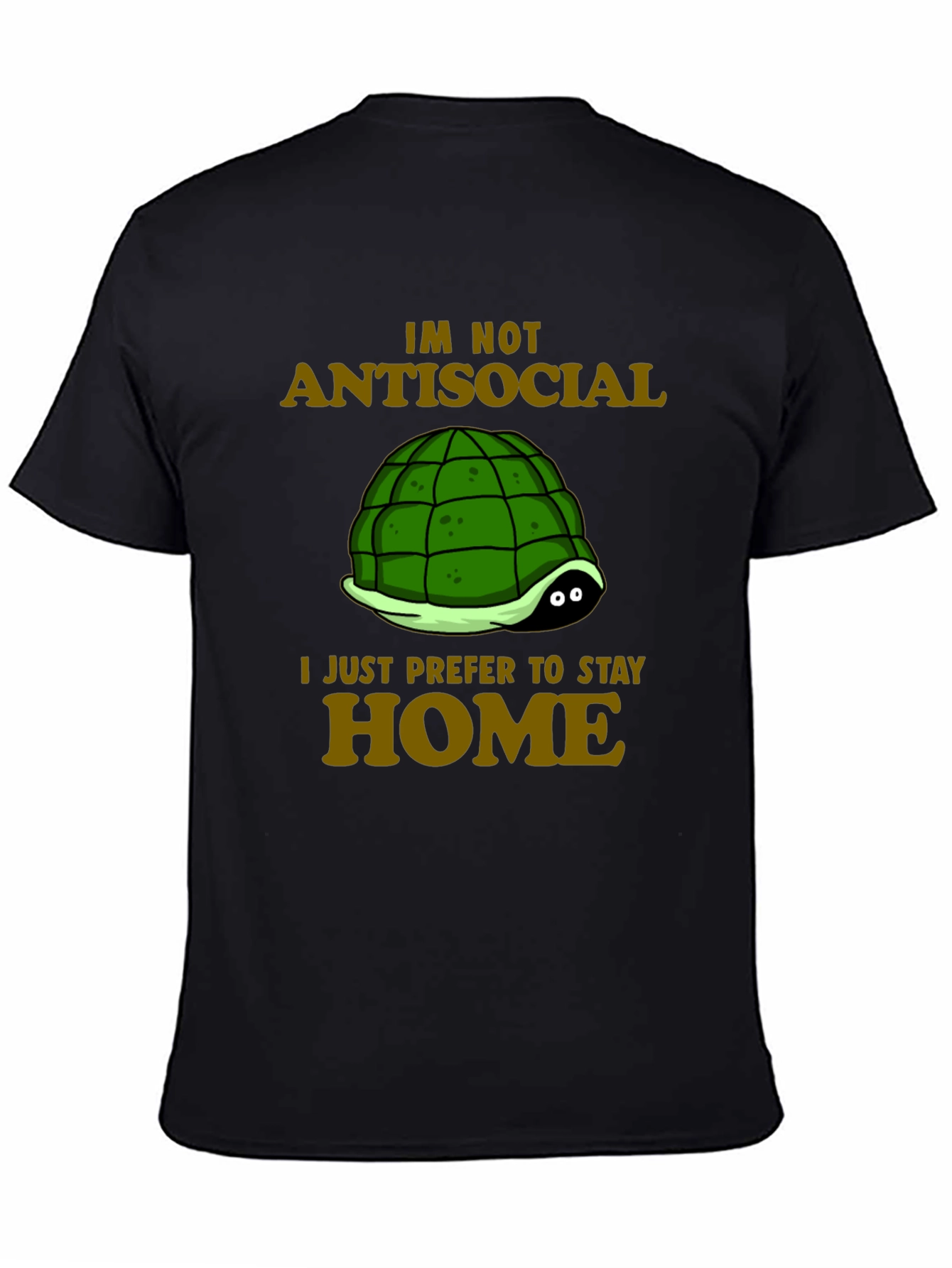 Black Introvert Turtle T-Shirt - Antisocial Stay Home Humor view 4