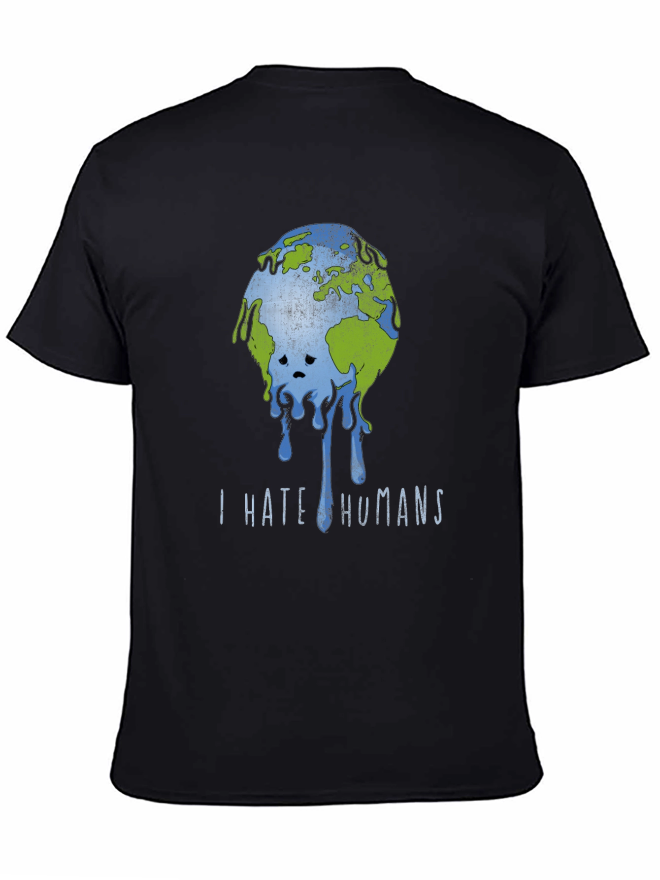 Black I Hate Humans Earth Graphic T-Shirt view 4