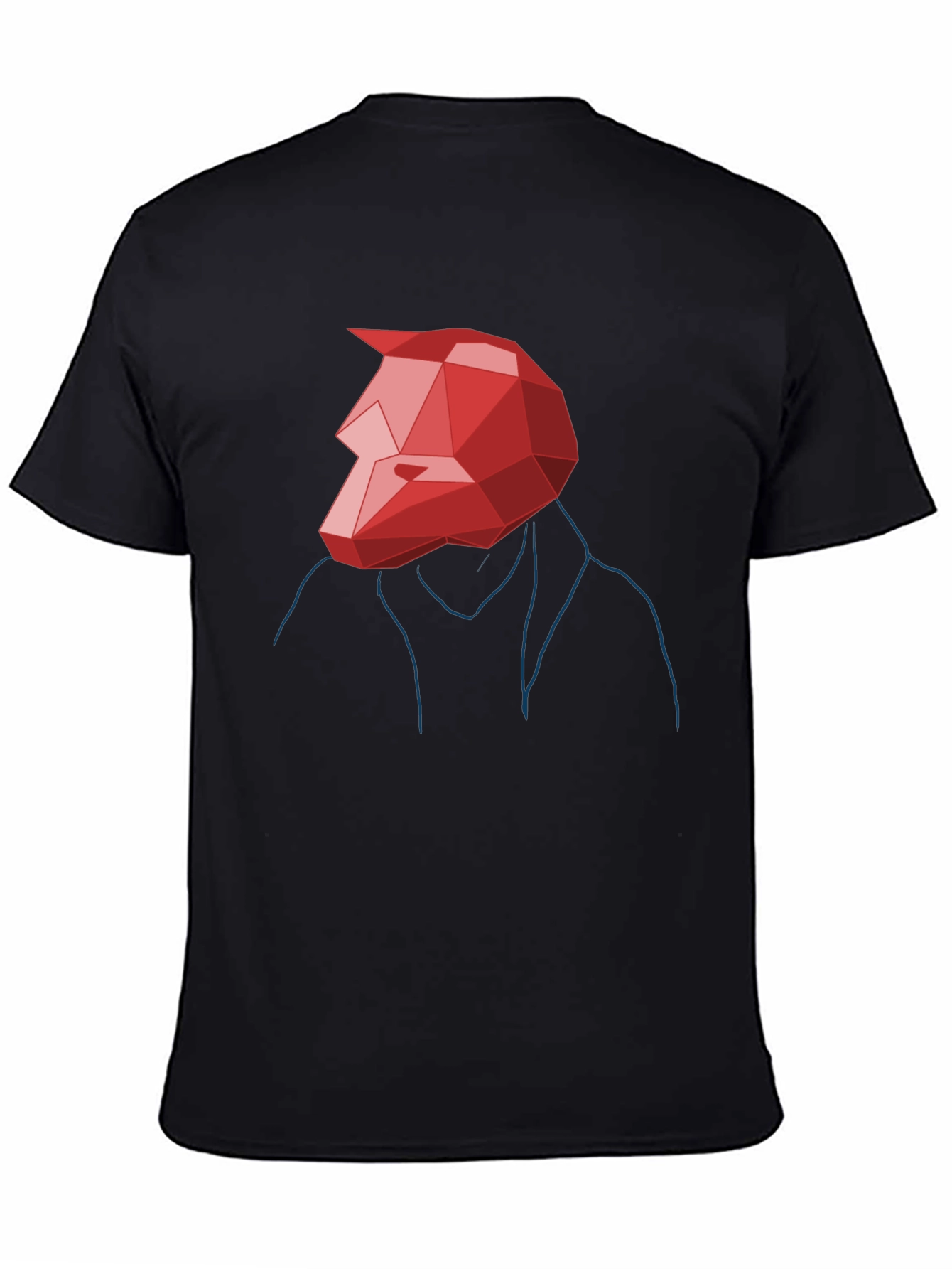 Black Abstract Geometric Red Wolf Graphic Tee view 4