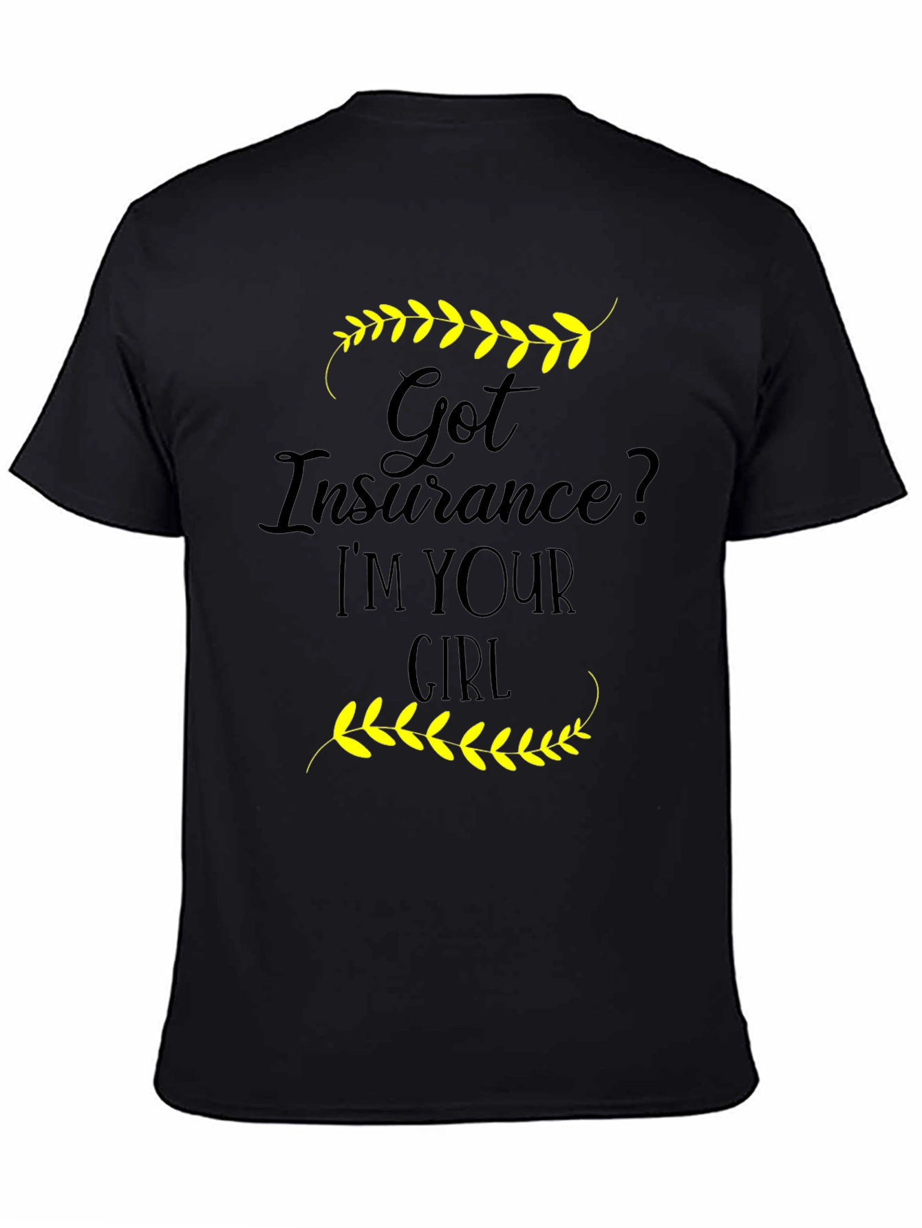 Black Insurance Girl T-Shirt - Novelty Graphic Tee view 4
