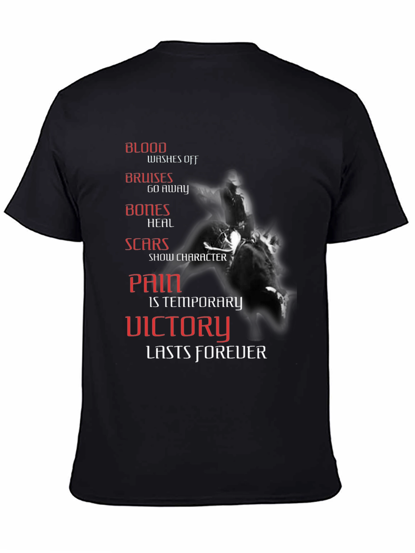 Black Motivational T-Shirt: Victory Lasts Forever view 4