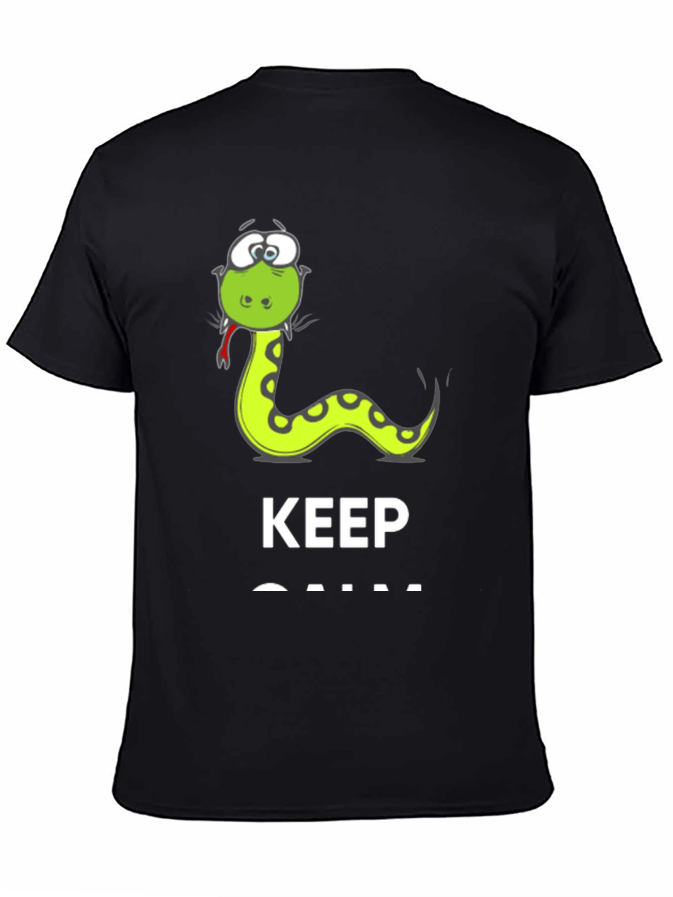 Black Funny Snake Keep Calm Men's T-Shirt view 4