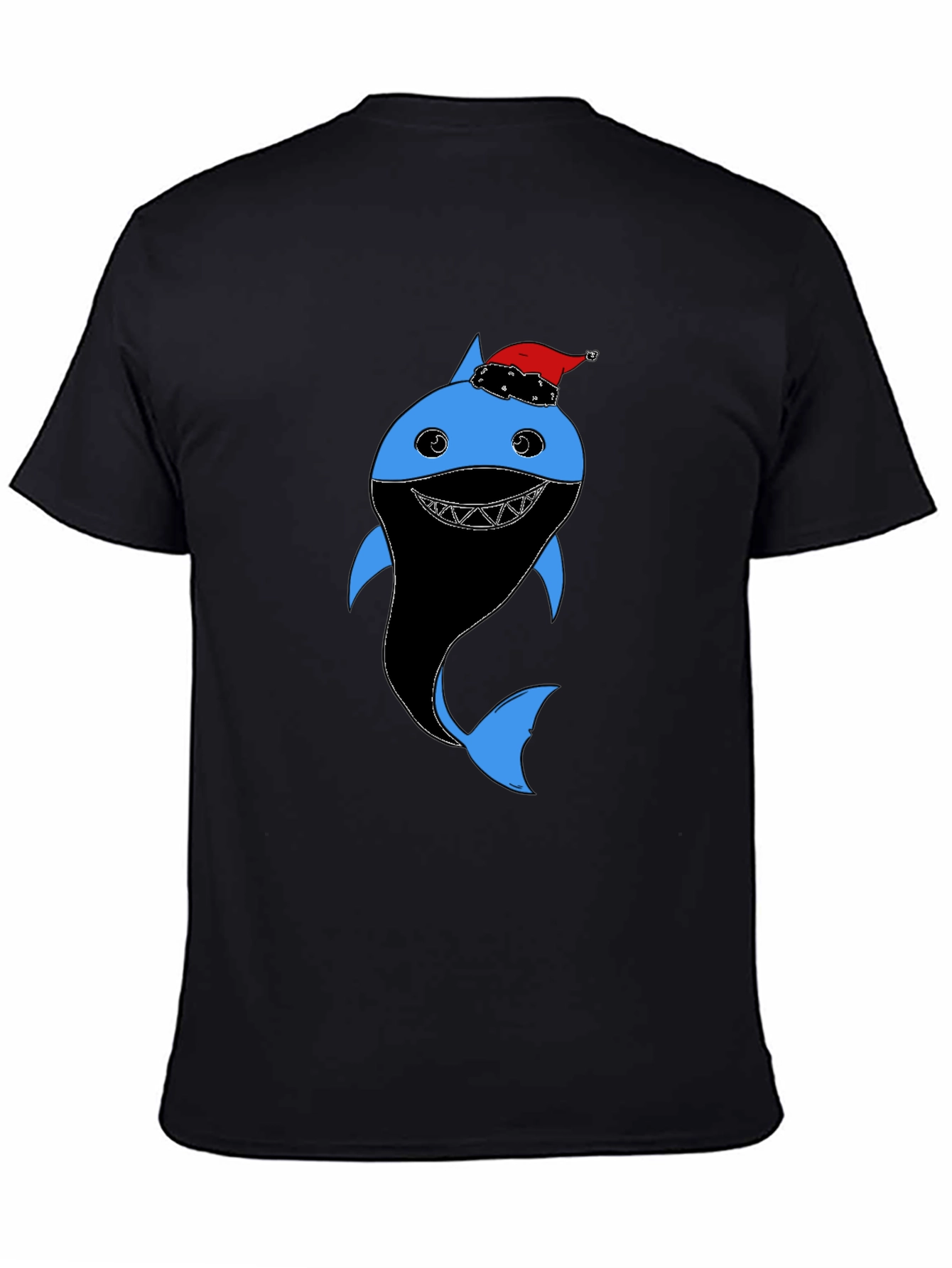 Black Festive Shark Graphic Tee - Holiday Humor view 4