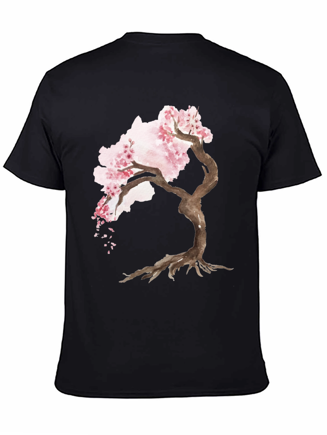 Black Cherry Blossom Tree Black T-Shirt view 4