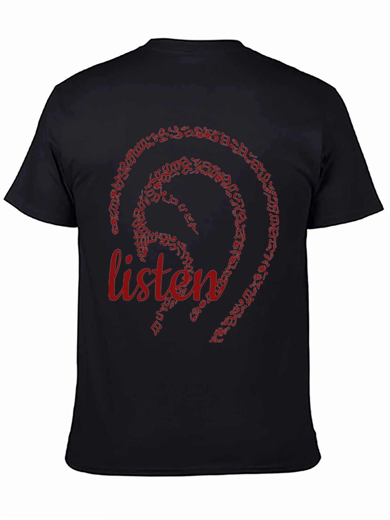 Black Musical Ear Listen Graphic Tee - Black view 4