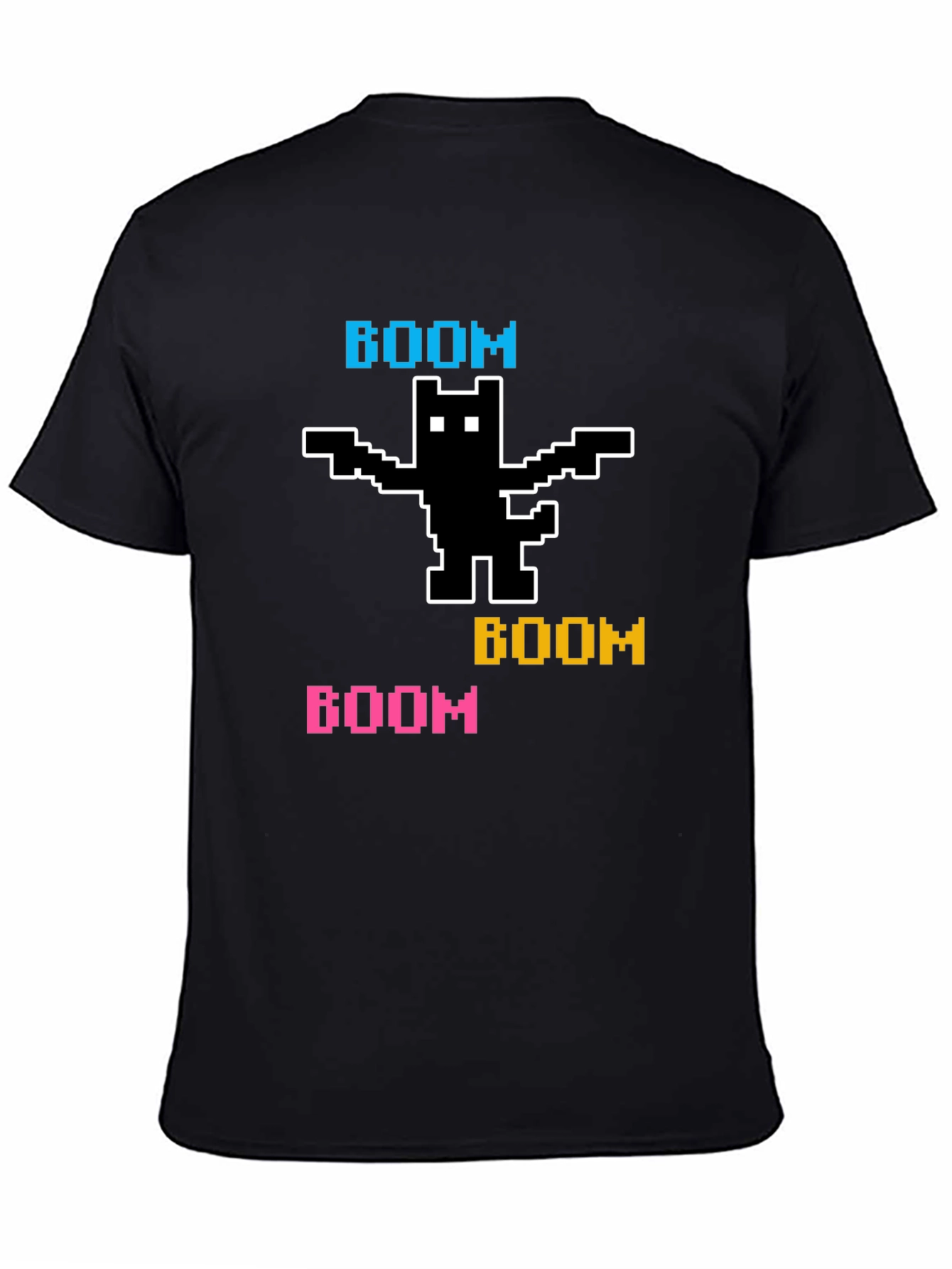 Black Pixelated BOOM Cat T-Shirt view 4