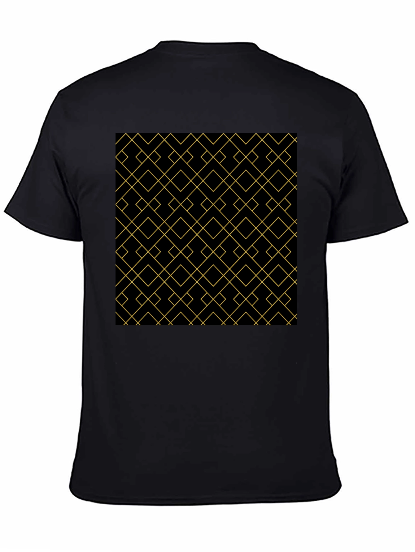 Black Geometric Pattern Black T-Shirt view 4