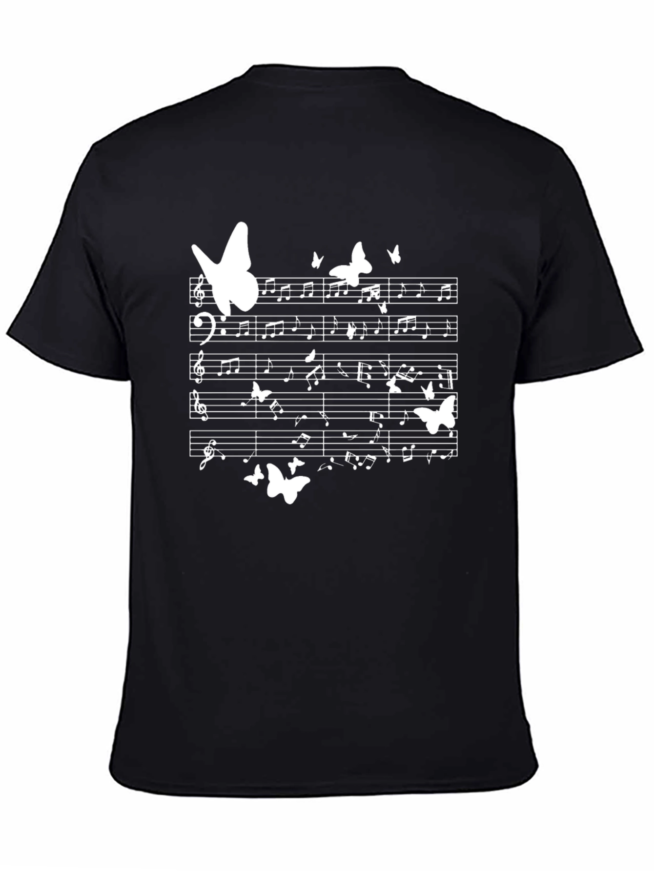 Black Butterfly Music Note T-Shirt view 4