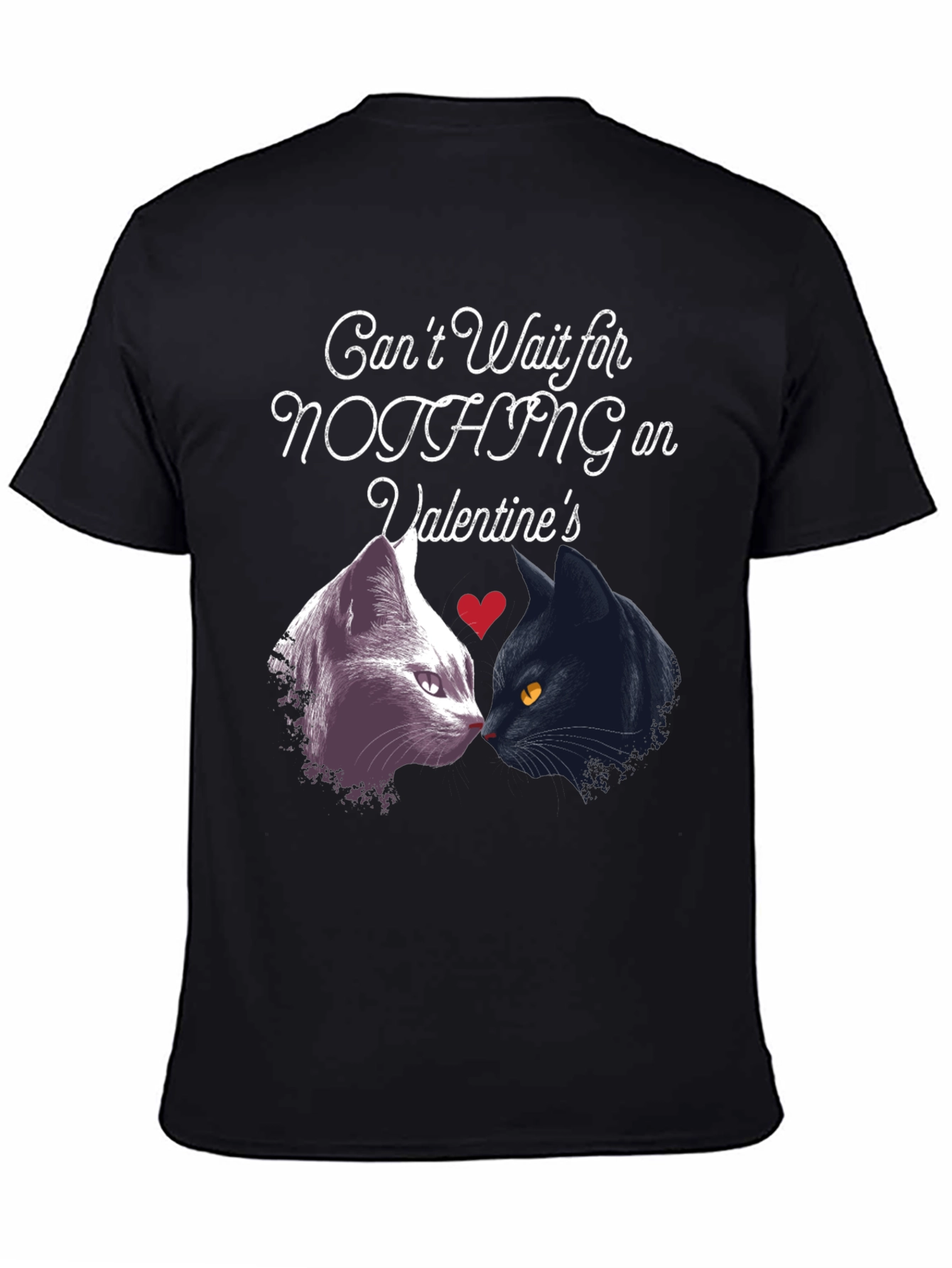 Black Valentine's Cats T-Shirt: Can't Wait for Nothing! view 4