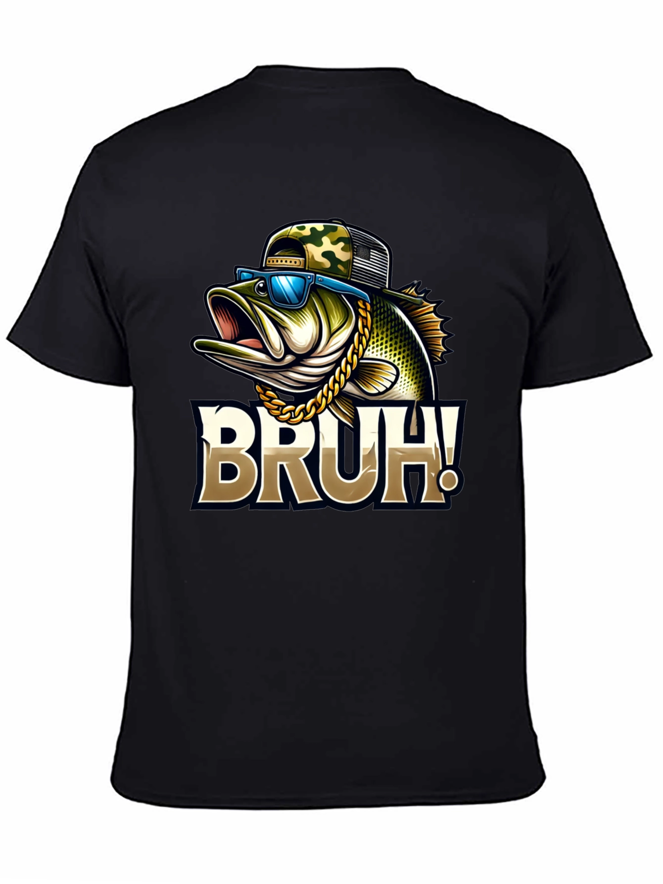 Black Bruh Fishing Bass Graphic T-Shirt view 4