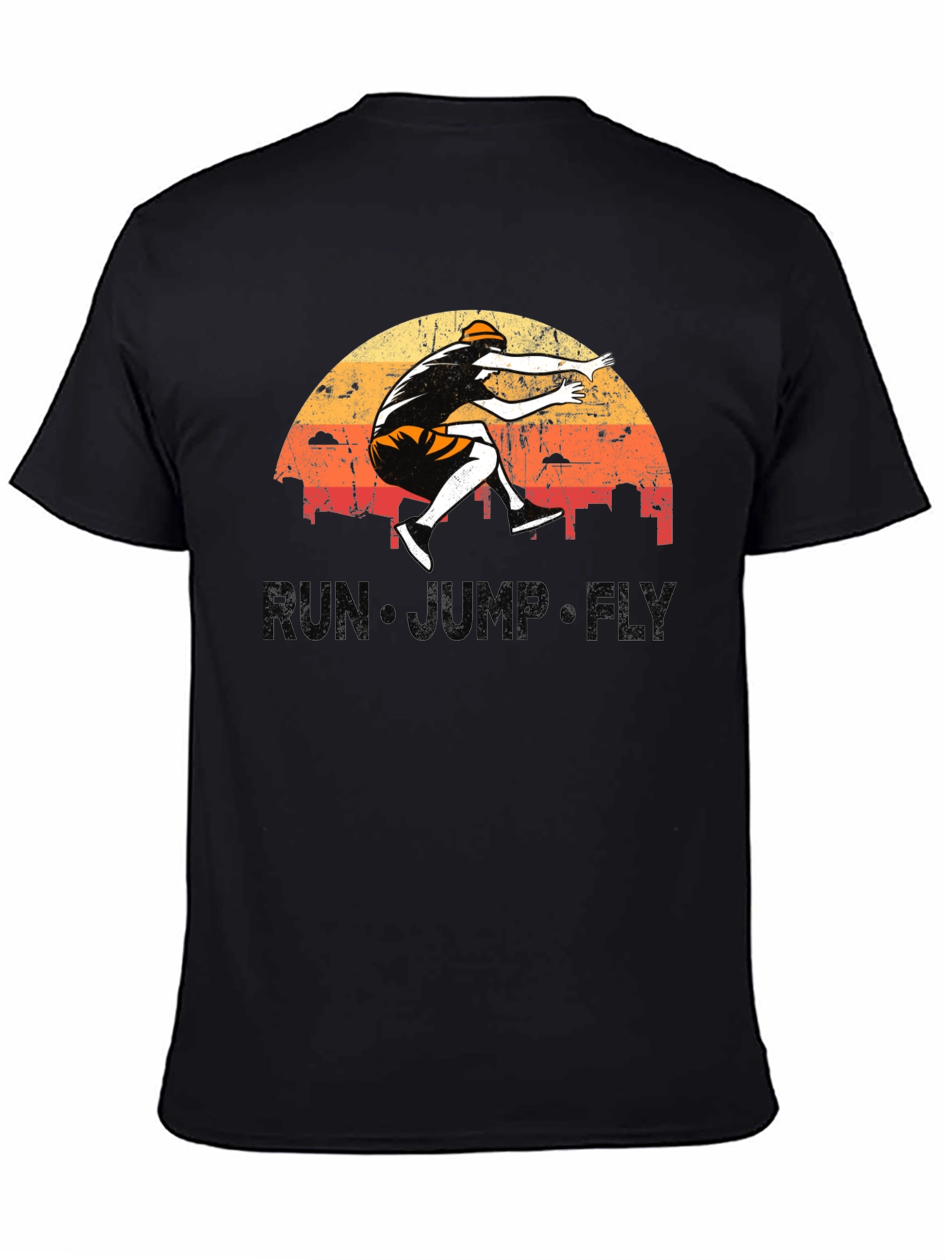 Black Run Jump Fly Graphic Tee - Retro Style view 4