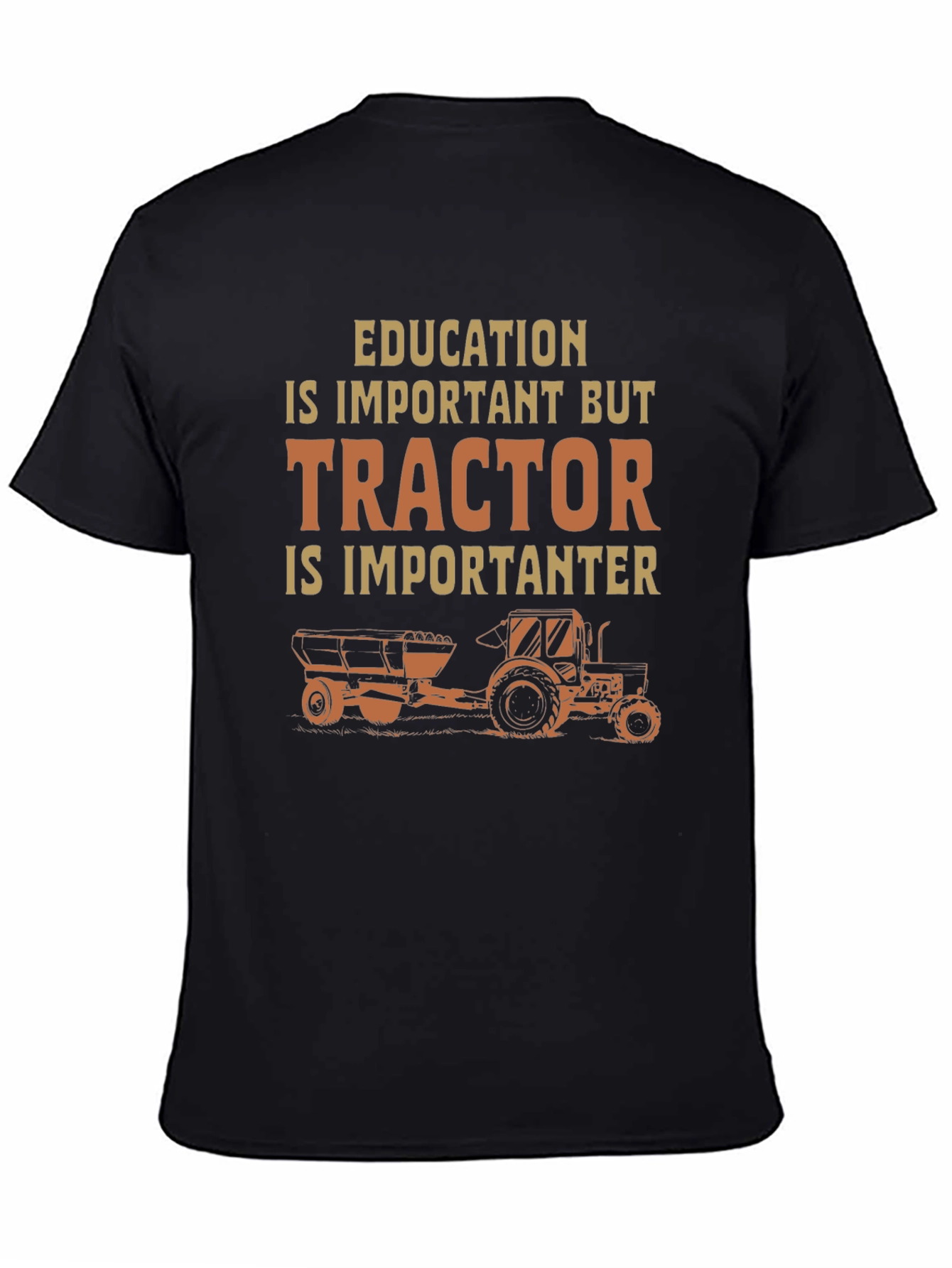 Black Education Tractor Humor T-Shirt view 4