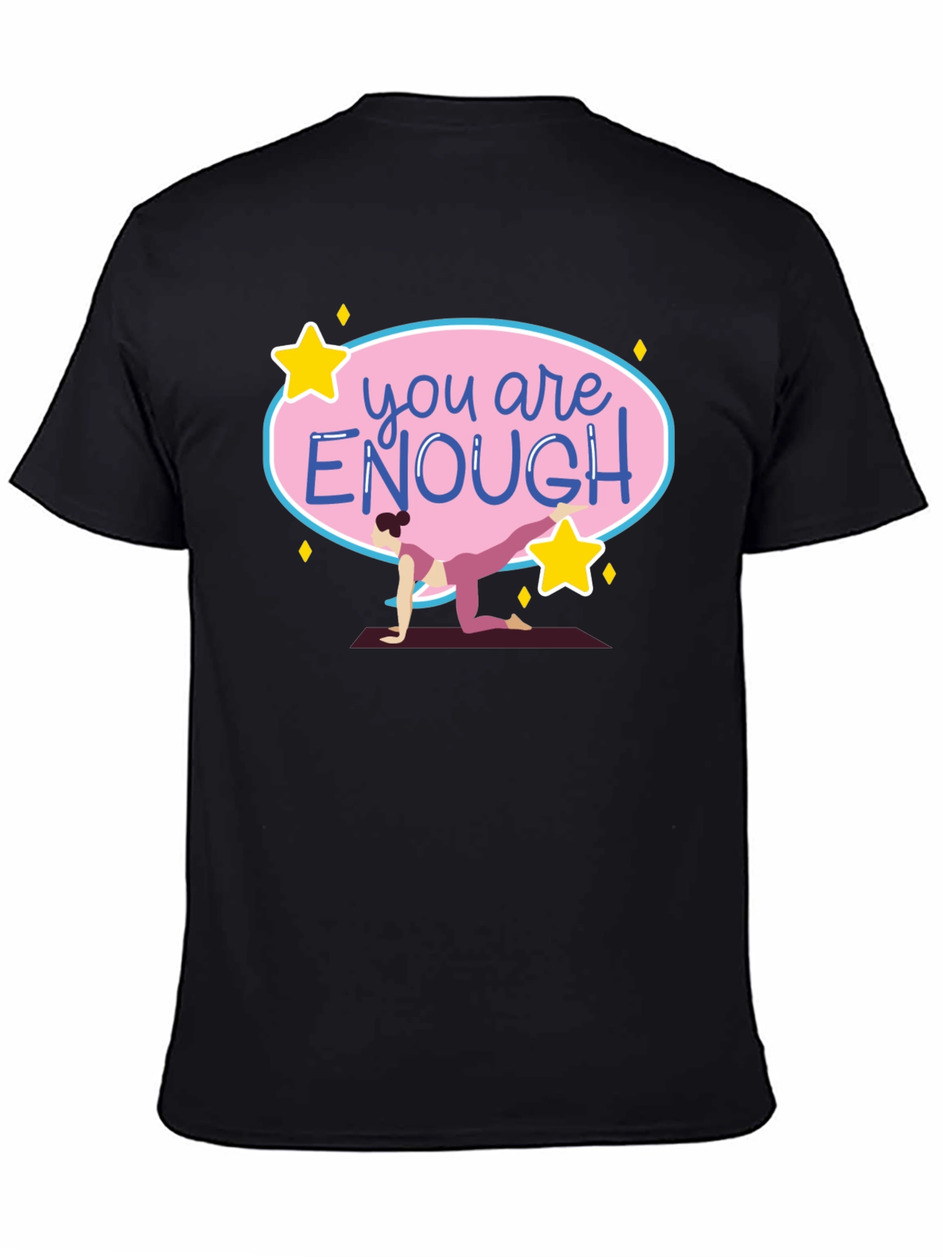 Black You Are Enough Yoga T-Shirt Black view 4
