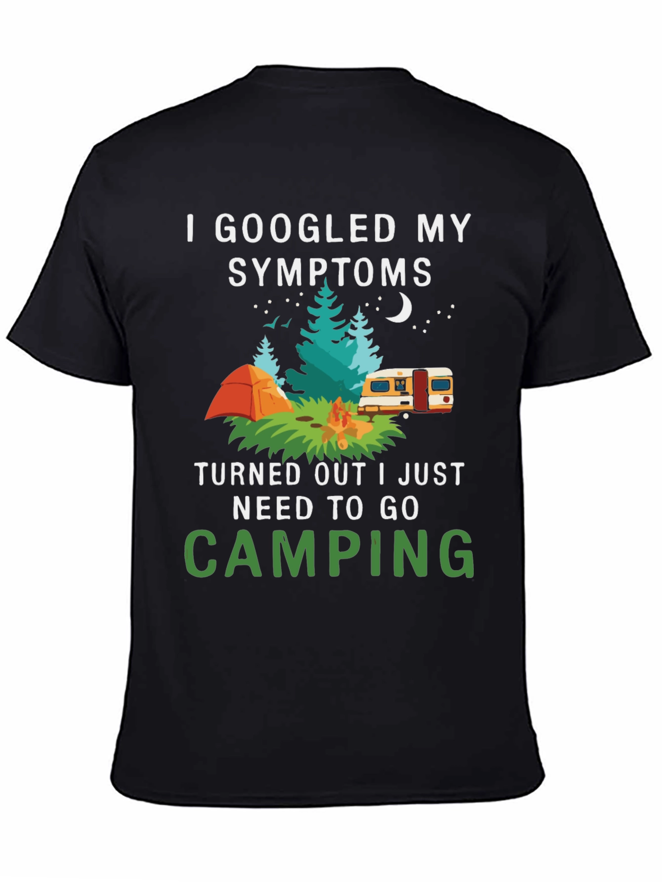Black Camping Symptoms T-Shirt - Funny Outdoor Apparel view 4