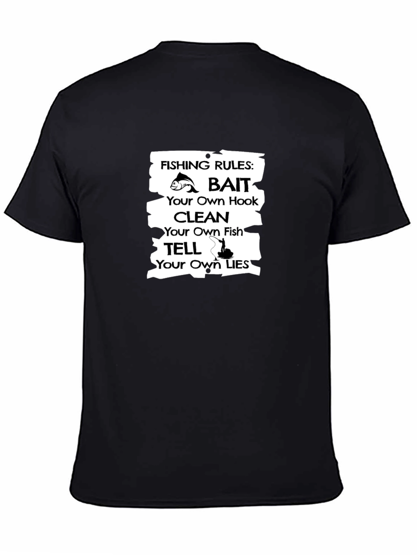 Black Fishing Rules Graphic T-Shirt view 4