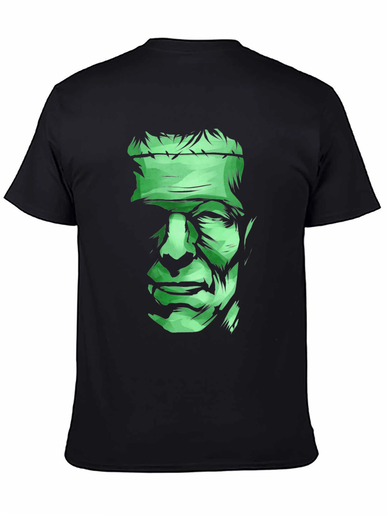 Black Frankenstein Graphic Tee - Men's Black Cotton T-Shirt view 4