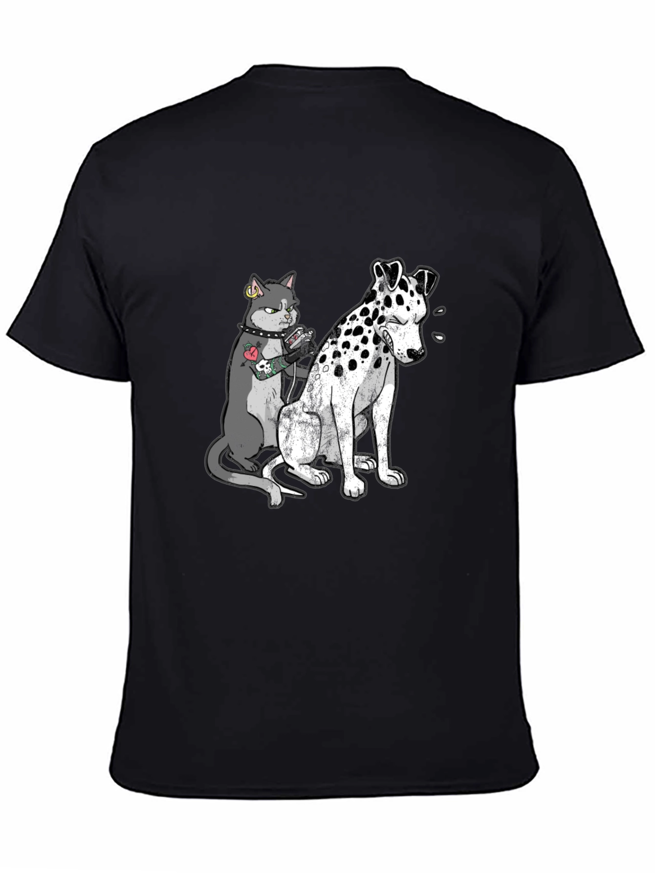 Black Cat Tattoo Artist on Black T-Shirt view 4