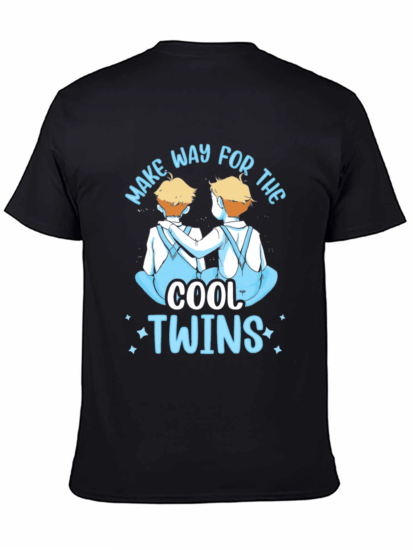 Black Cool Twins Graphic Tee - Black Unisex T-Shirt view 4