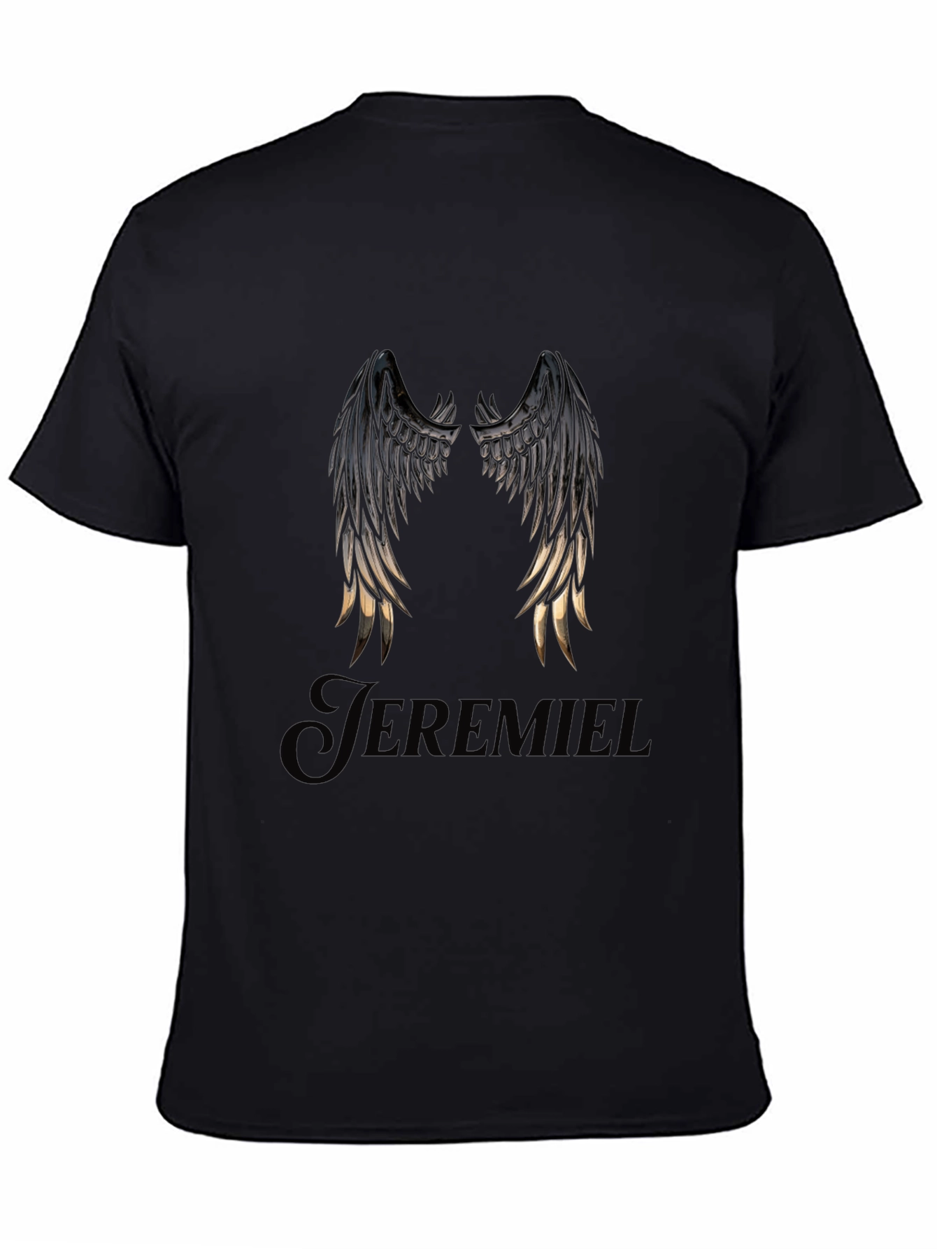 Black Jeremiel Wings Graphic T-Shirt - Black view 4