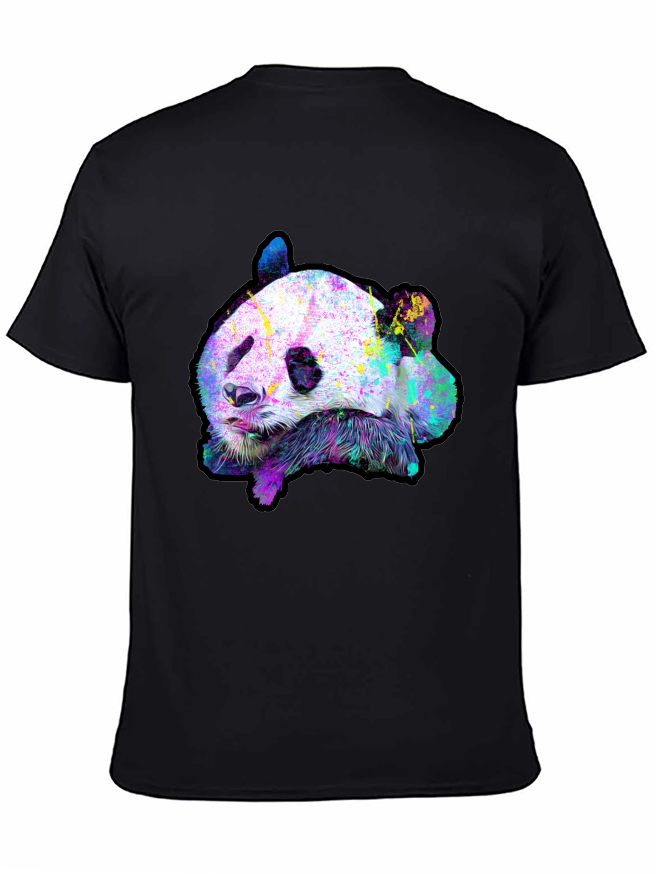Black Abstract Panda Graphic Tee - Men's Black T-Shirt view 4