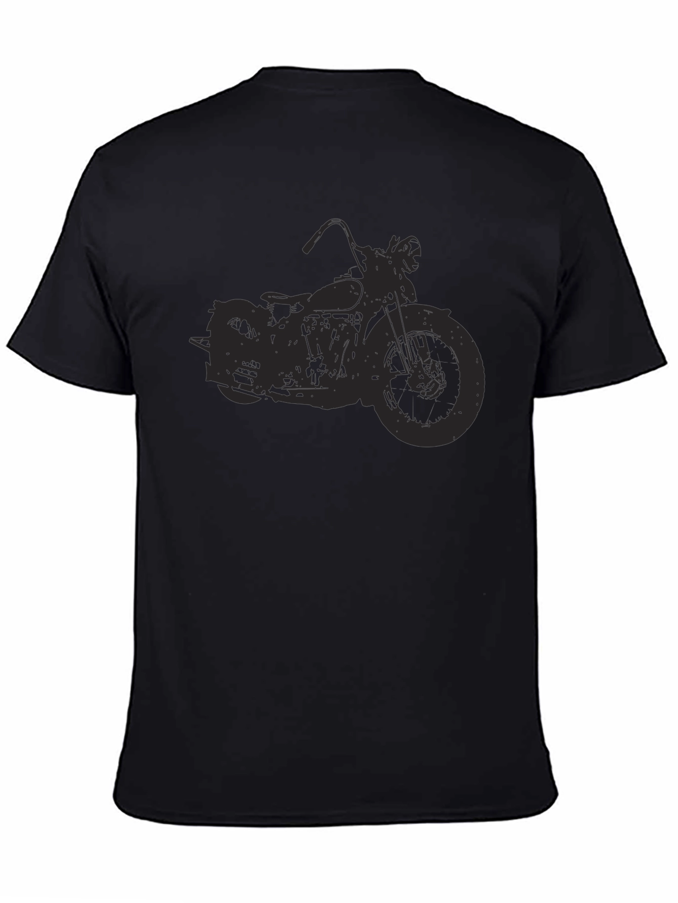 Black Vintage Motorcycle Graphic Tee - Black Cotton Comfort view 4