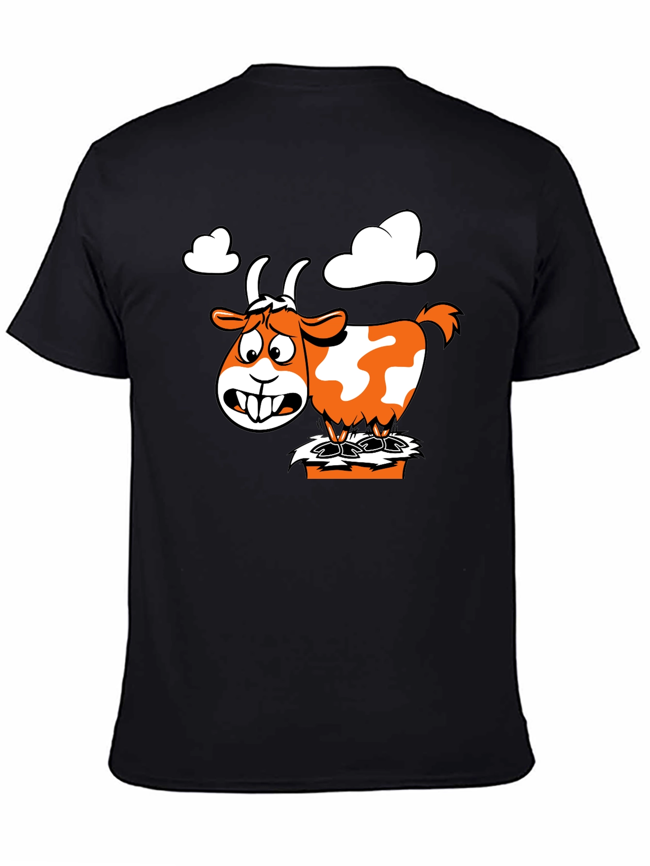 Black Cartoon Goat Graphic Tee view 4