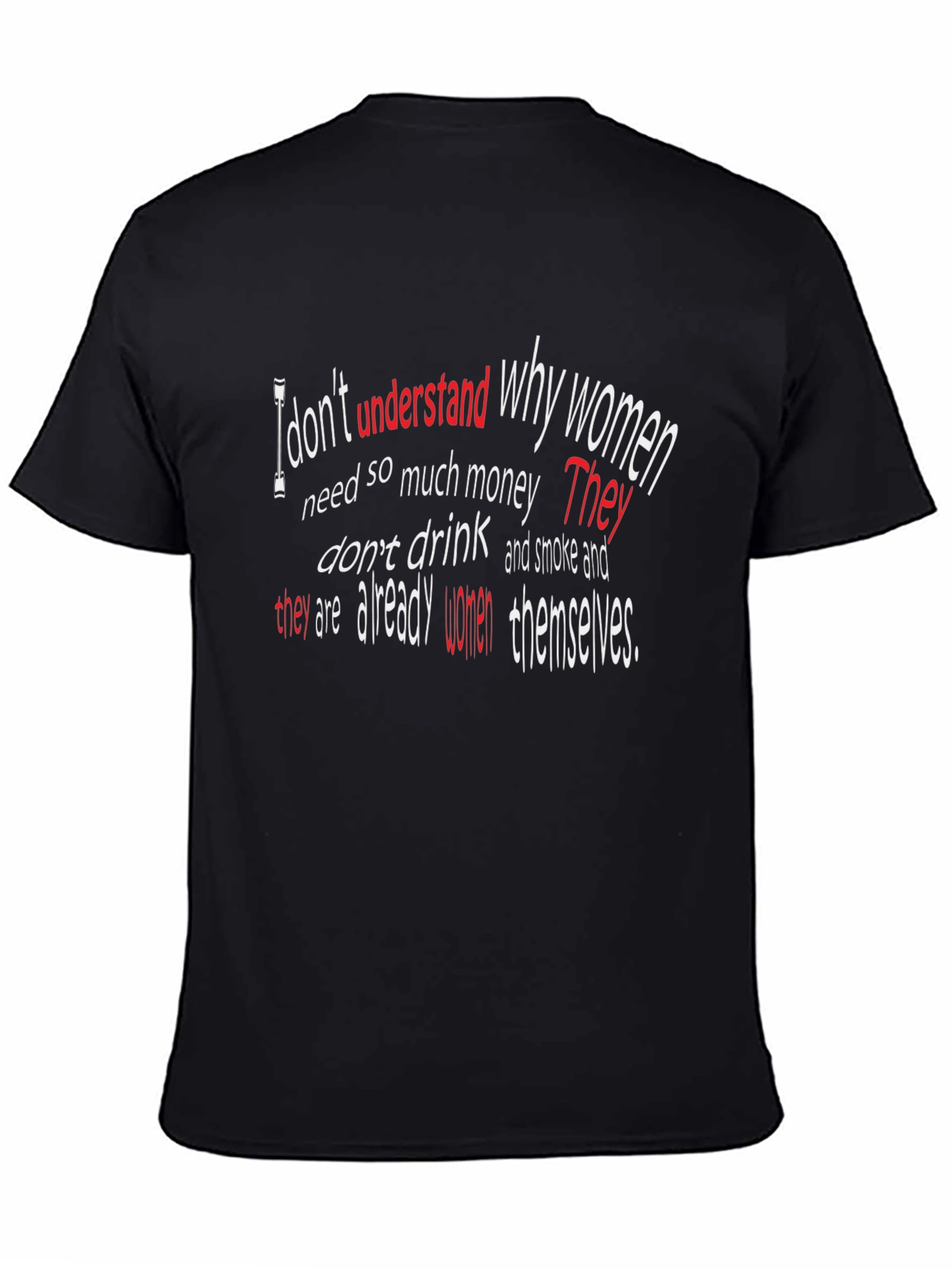 Black Humorous Graphic Print T-Shirt - "I Don't Understand" view 4