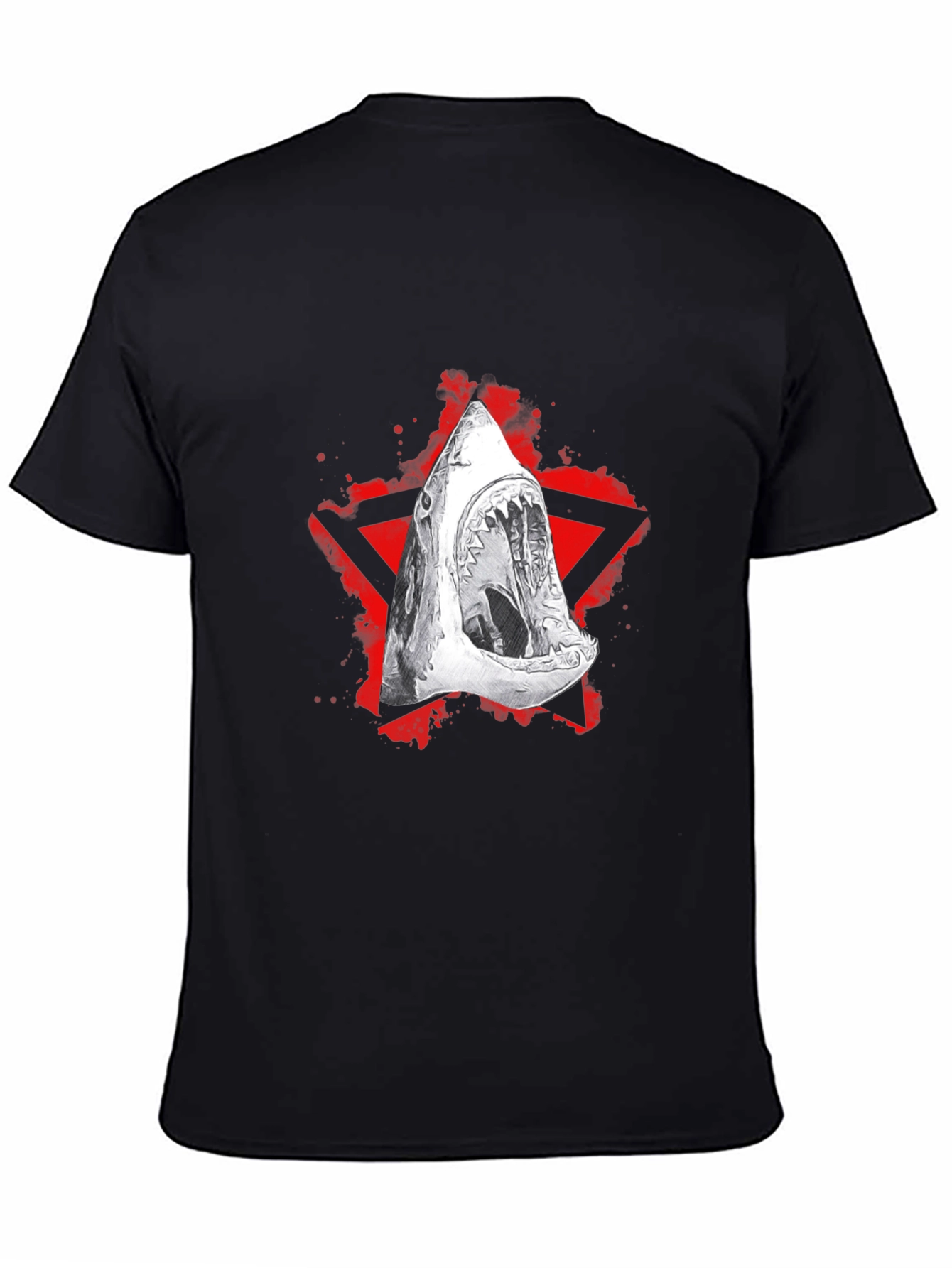 Black Shark Graphic Black T-Shirt - Edgy Streetwear view 4