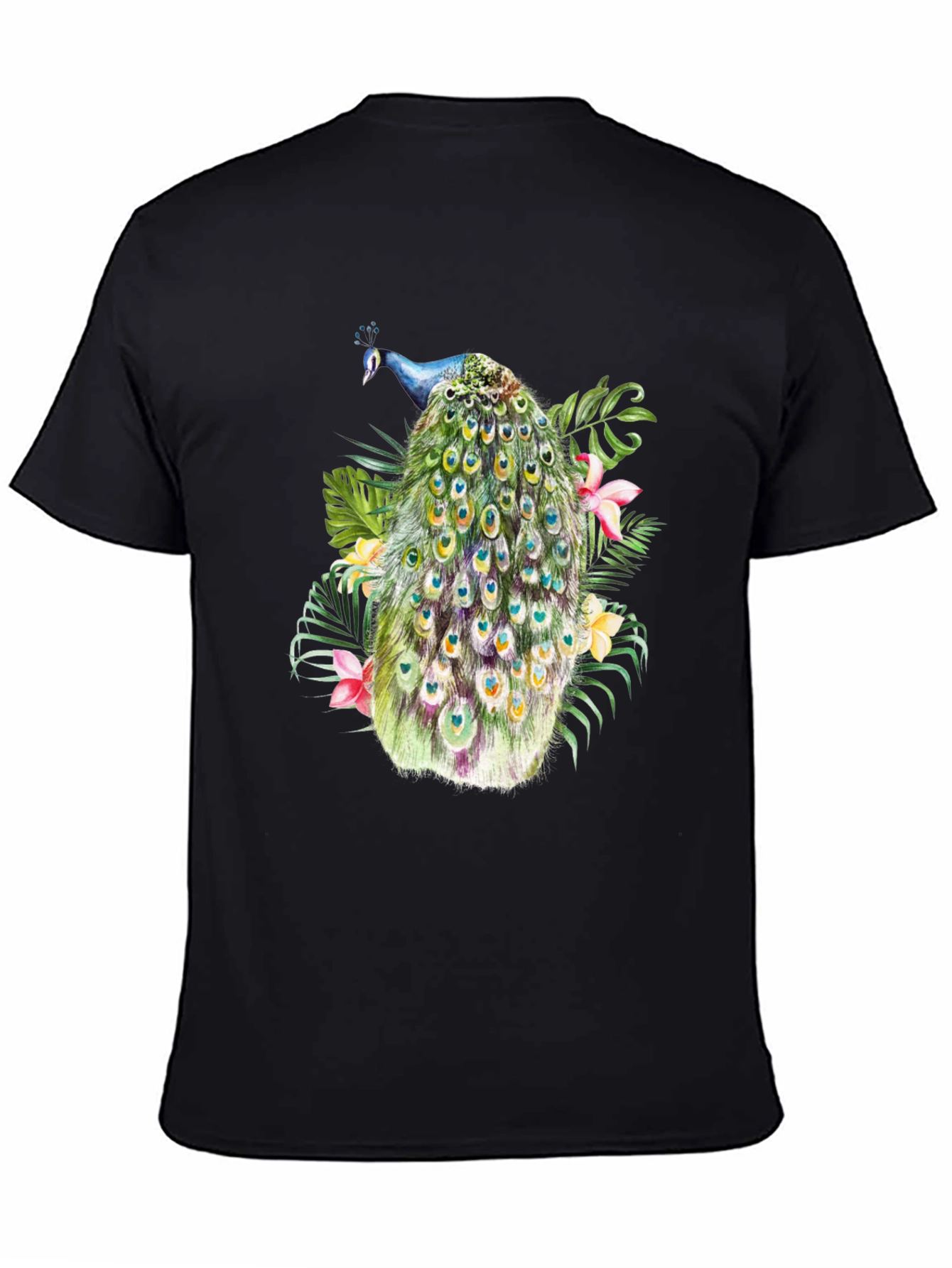 Peacock Graphic Black T-Shirt - 4