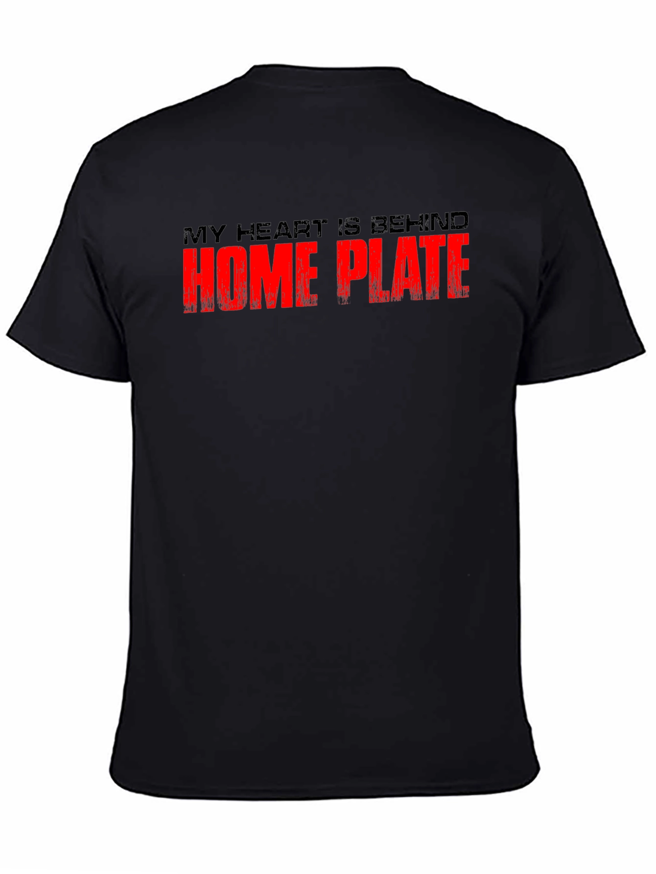 Black Home Plate Baseball Fan T-Shirt view 4