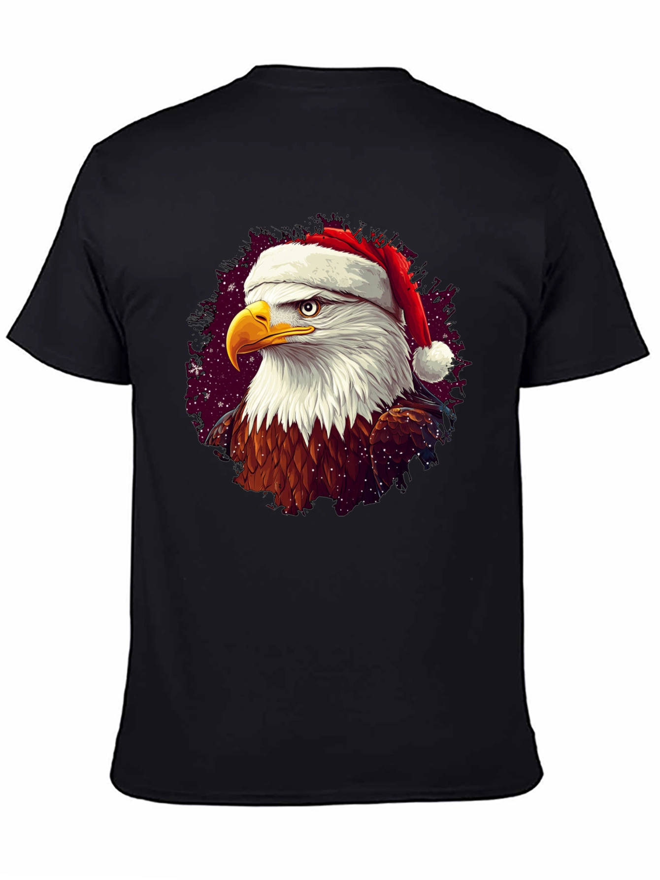 Black Festive Eagle T-Shirt: Christmas Holiday Apparel view 4