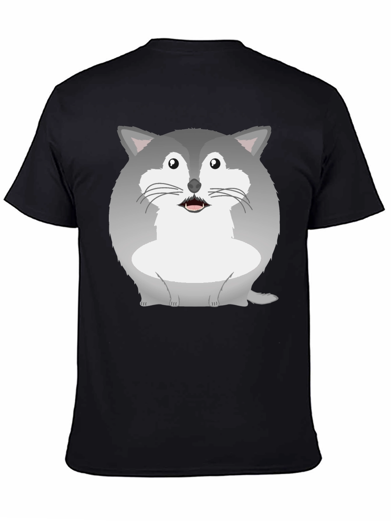 Black Cute Cartoon Raccoon Graphic Tee view 4