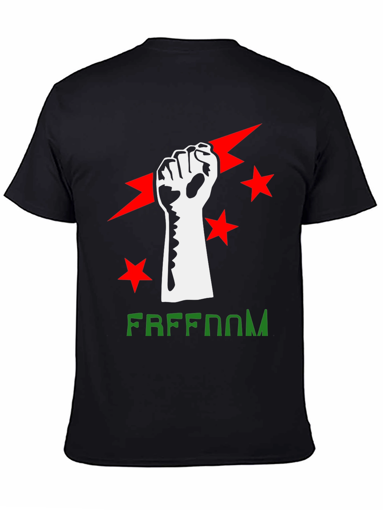 Black Freedom Fist Graphic Tee - Black Cotton Blend view 4