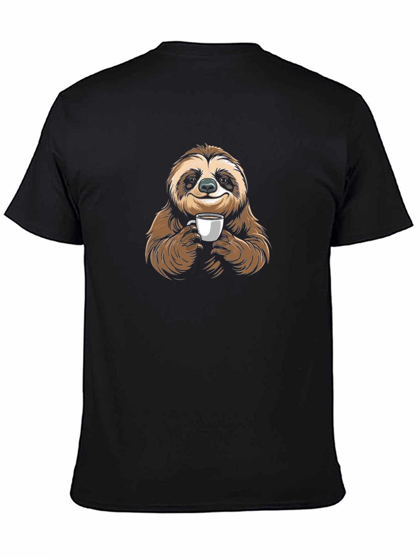 Black Sloth Coffee Lover Graphic T-Shirt view 4
