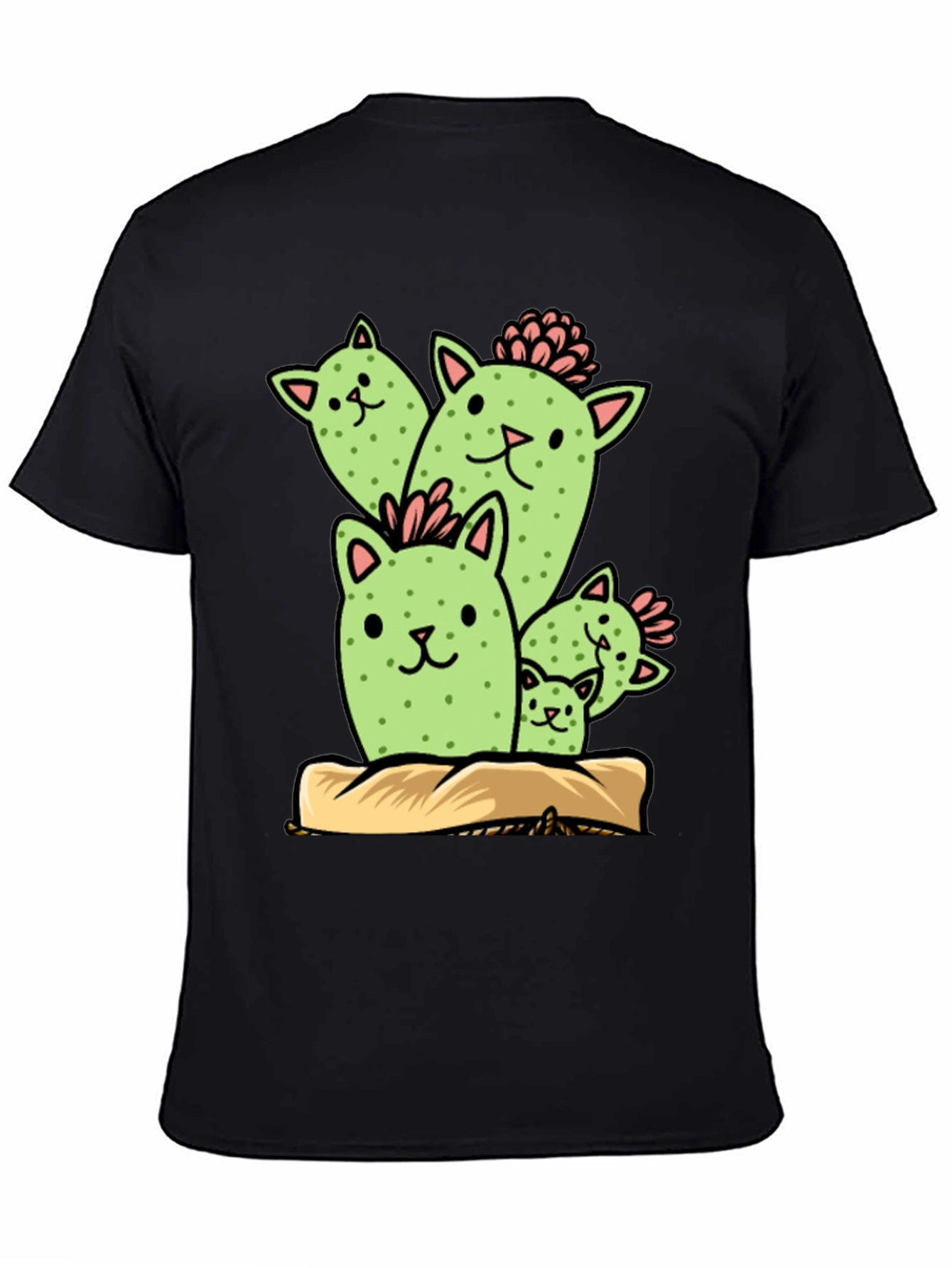 Black Cat Cactus Graphic Tee - Funny Plant Lover Shirt view 4