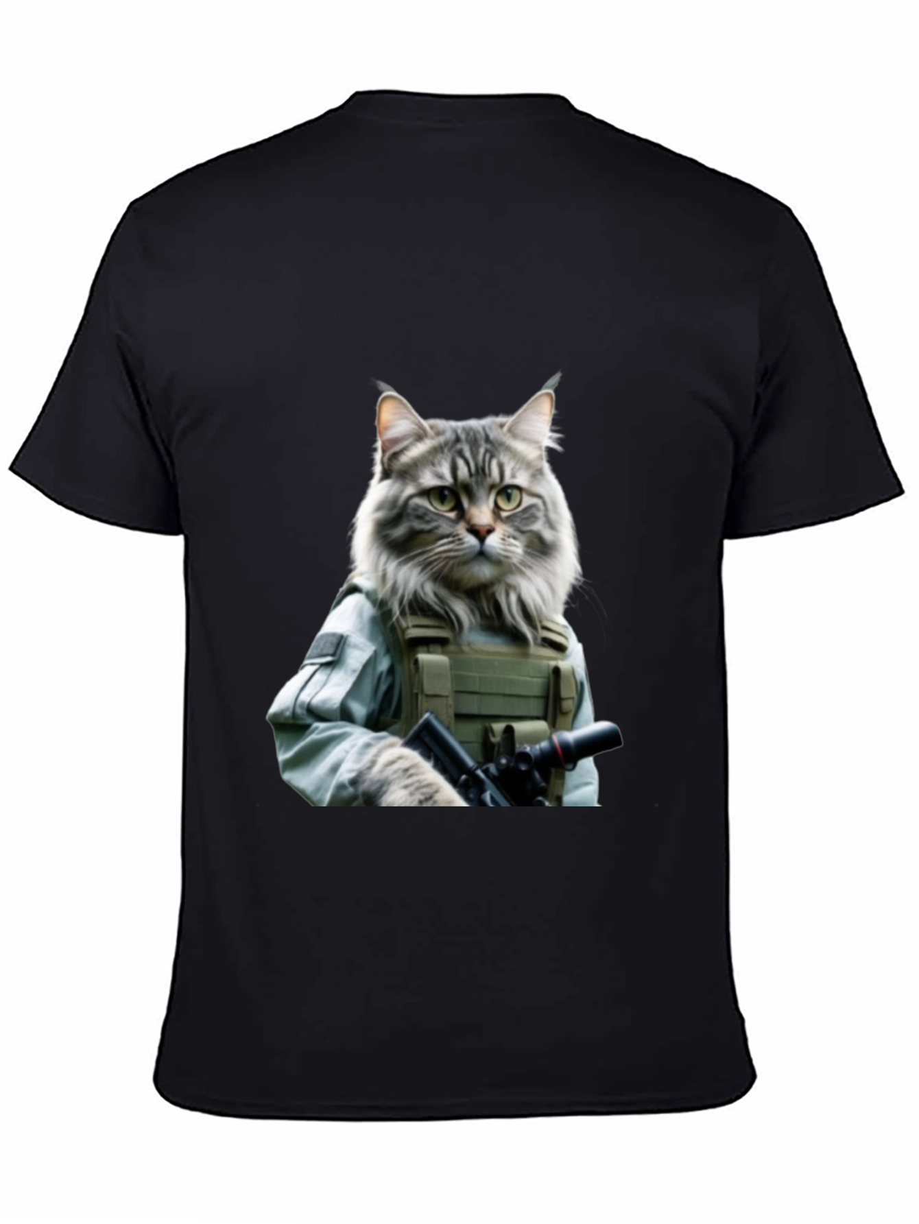 Black Tactical Cat T-Shirt - Military Style view 4