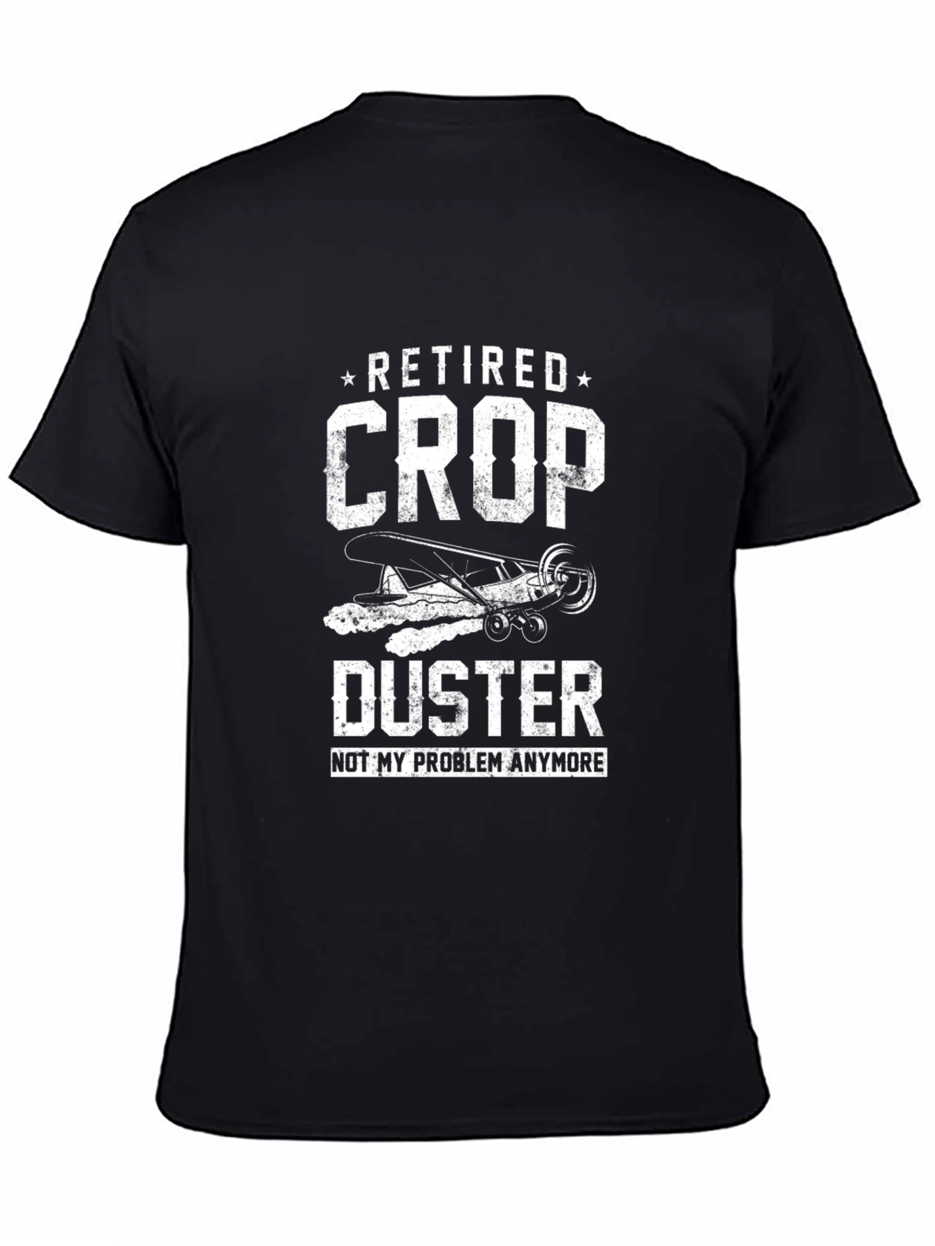 Black Retired Crop Duster T-Shirt - Funny Aviation Tee view 4
