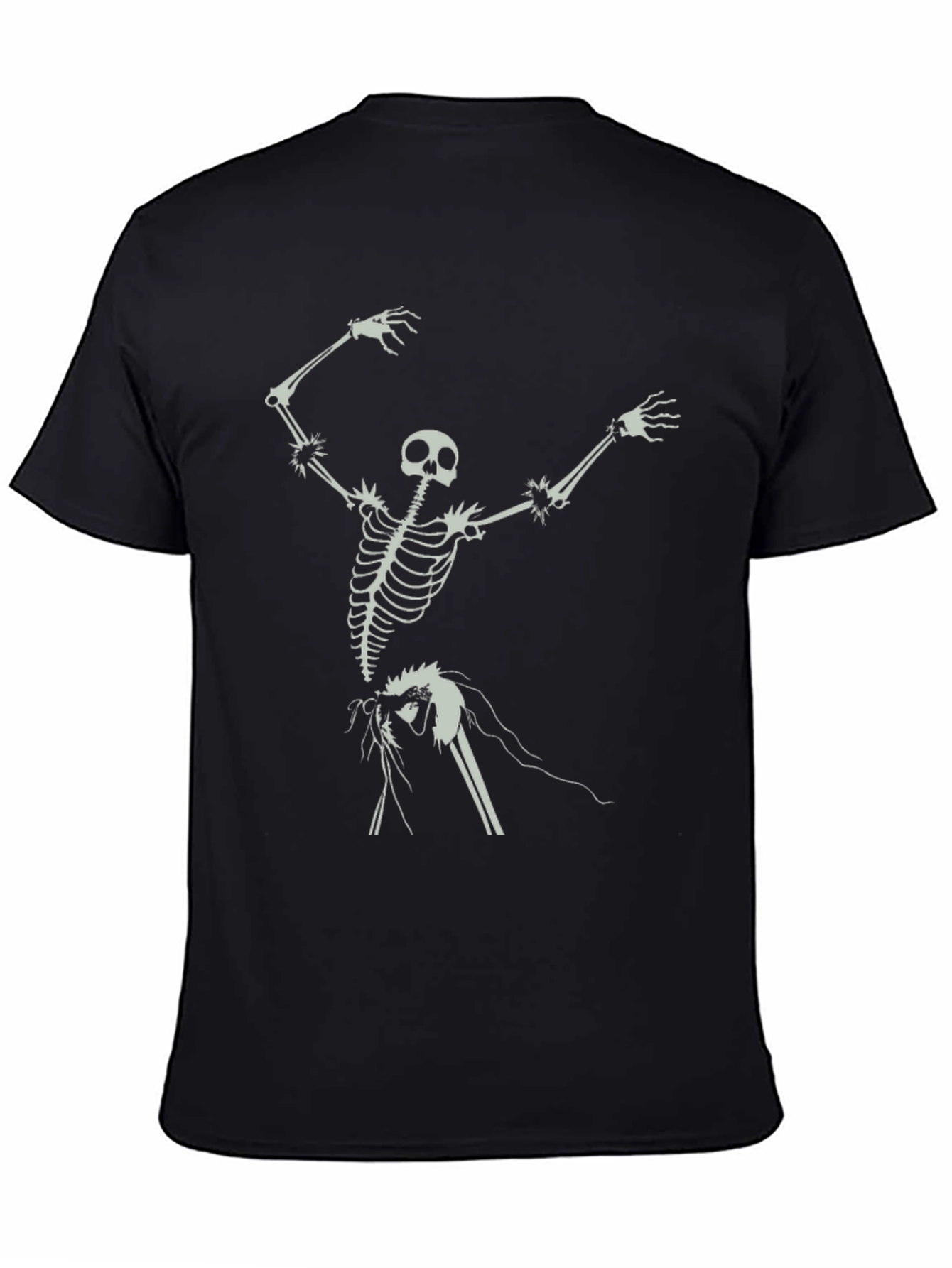 Black Skeleton Ribcage Graphic T-Shirt - Black Cotton Tee view 4