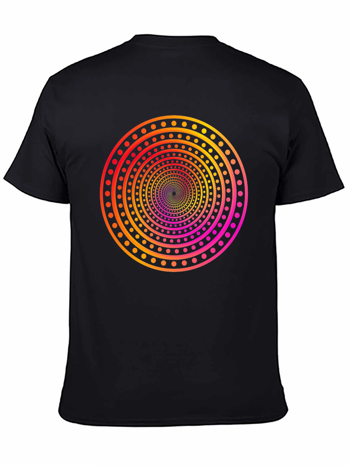 Black Hypnotic Circle Tee - Gradient Dot Pattern view 4