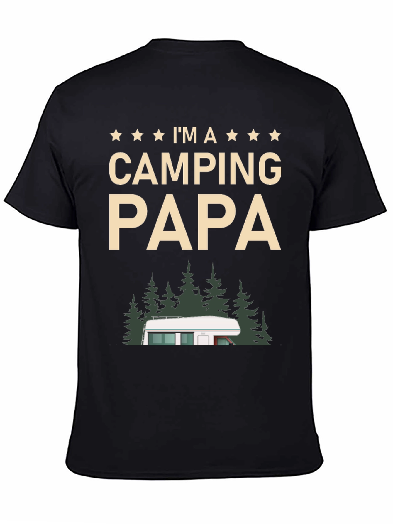 Black Camping Papa T-Shirt - Outdoor Adventure Dad Tee view 4