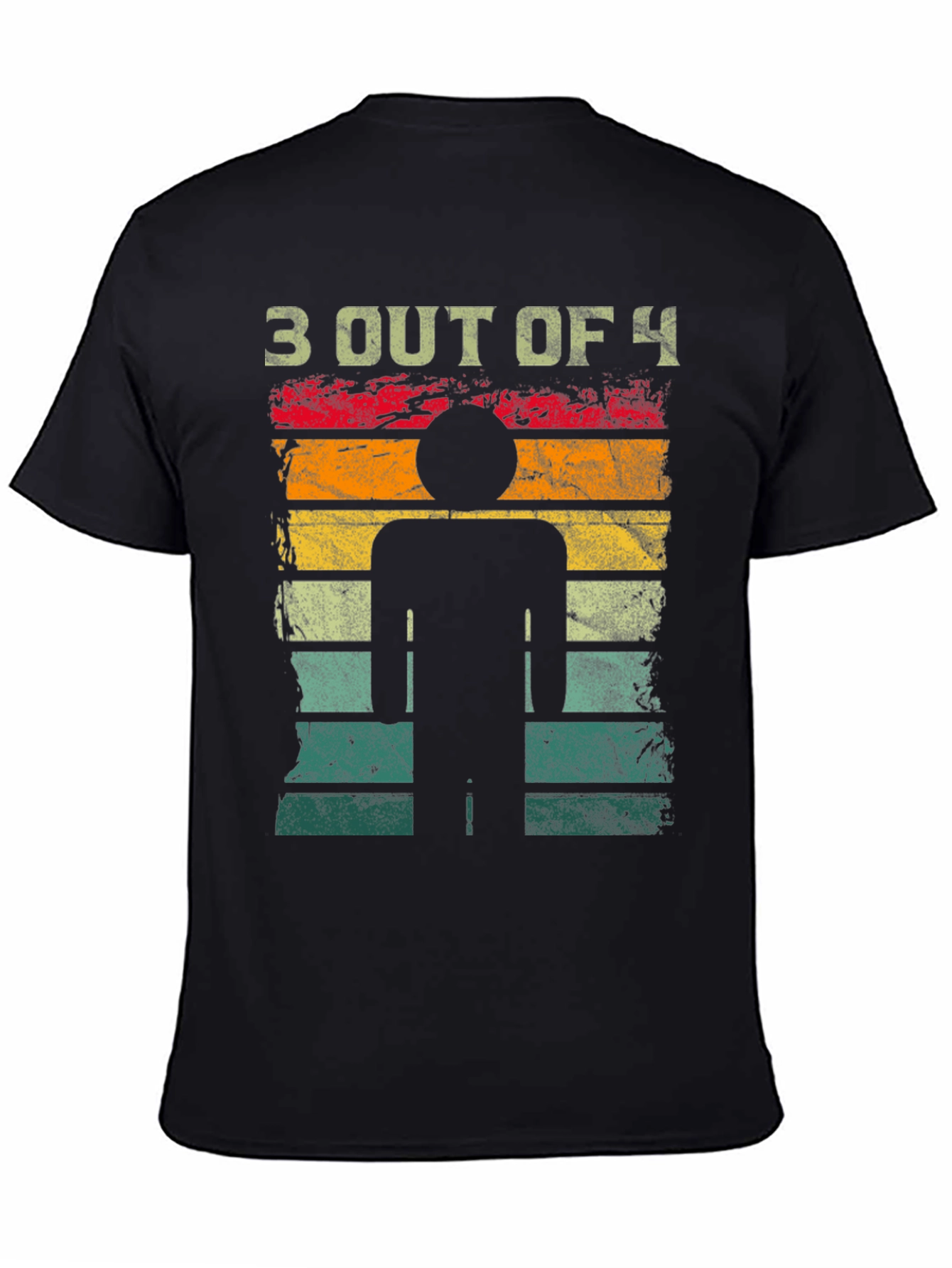 Black 3 Out of 4 Stick Figure T-Shirt view 4