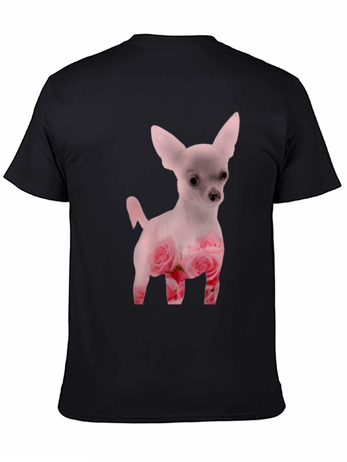 Black Floral Chihuahua T-Shirt - Black view 4