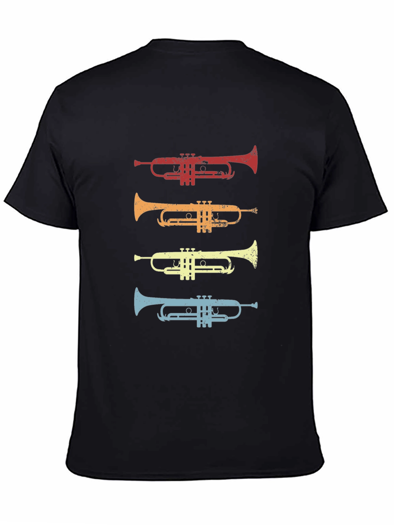 Black Retro Trumpet T-Shirt - Vintage Musical Instrument Tee view 4