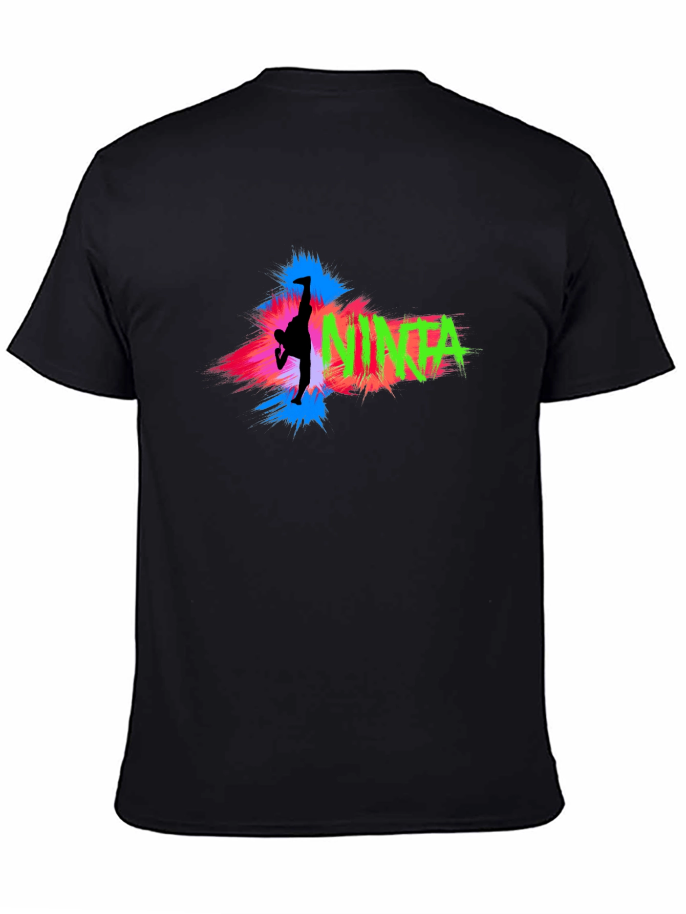 Black Ninja Kick Graphic T-Shirt - Black view 4