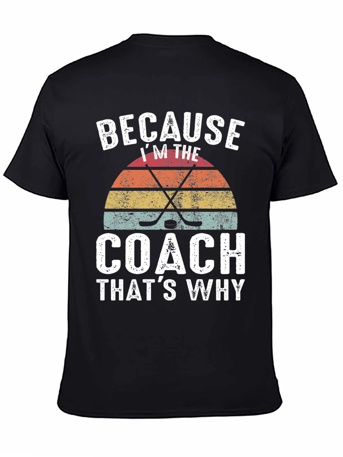 Black Because I'm the Coach Hockey Graphic Tee view 4